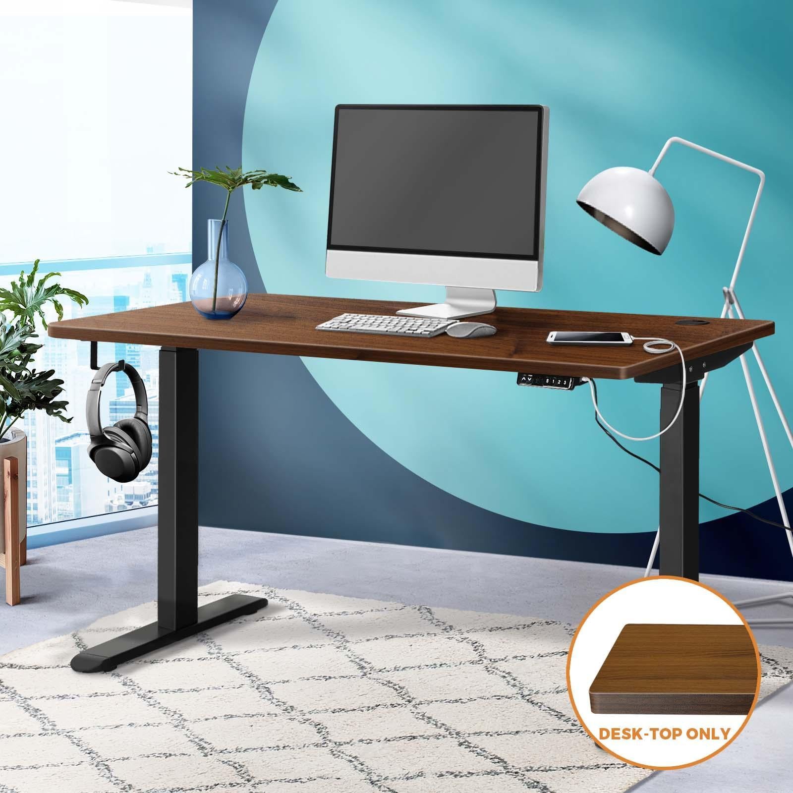 Oikiture Standing Desk Top Adjustable Electric Desk Board Computer Table Walnut - Sunyee
