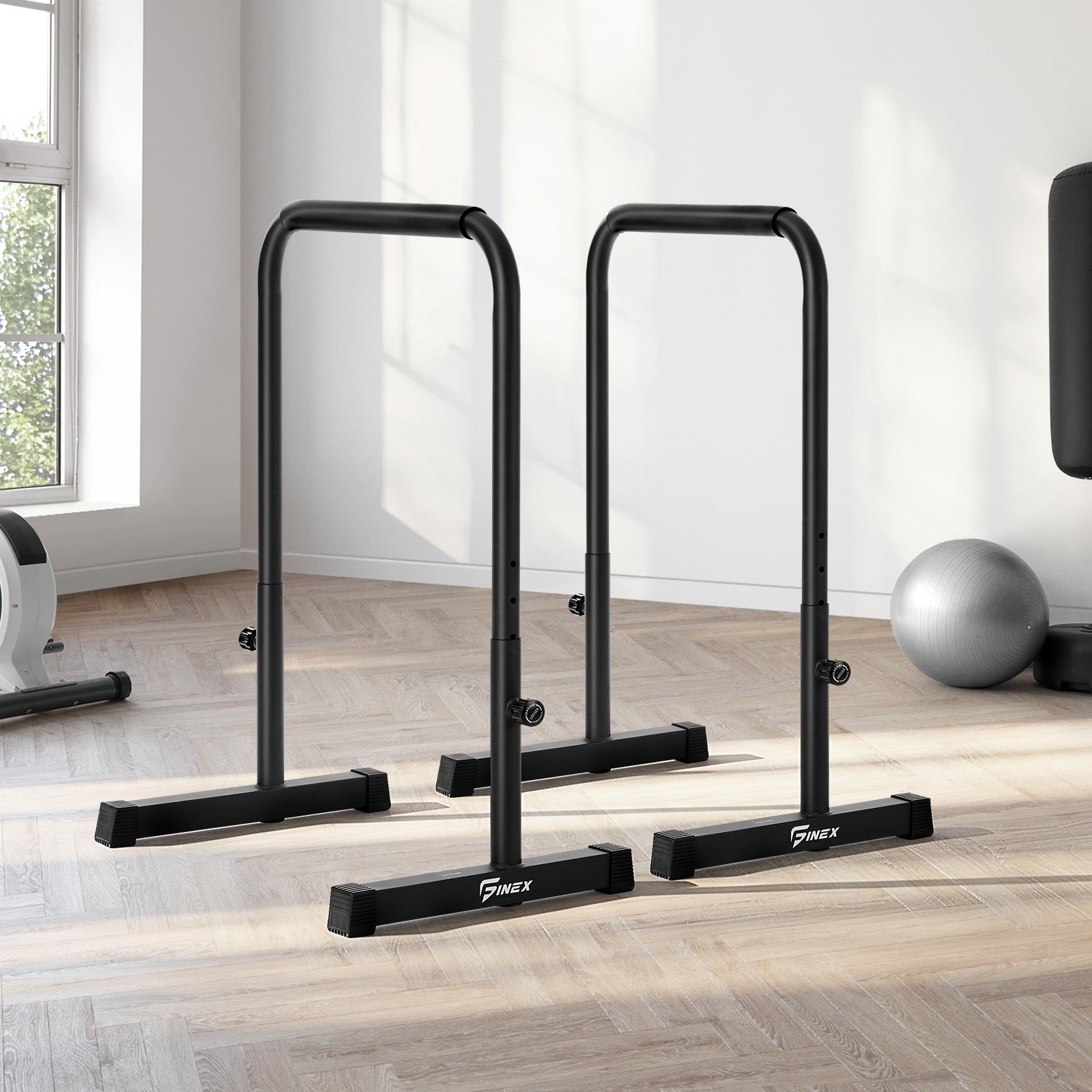 Finex Parallel Dip Bar Station Adjustable Dip Stand Station Push Up Gym Fitness - Sunyee