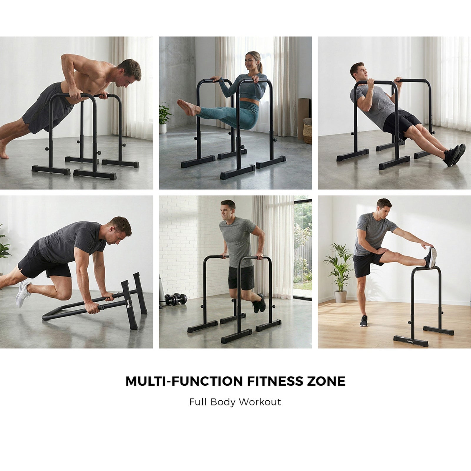 Finex Parallel Dip Bar Station Adjustable Dip Stand Station Push Up Gym Fitness - Sunyee