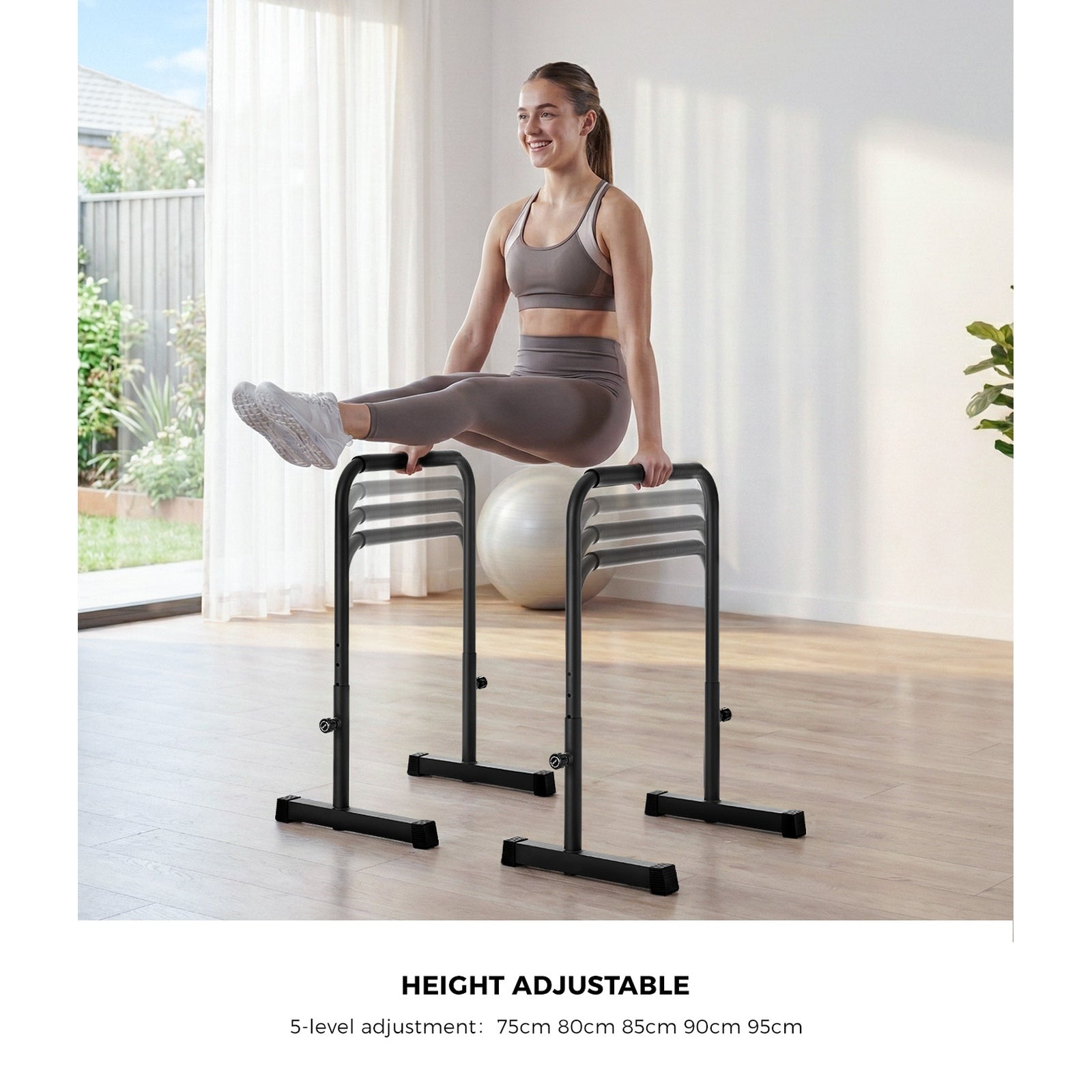 Finex Parallel Dip Bar Station Adjustable Dip Stand Station Push Up Gym Fitness - Sunyee