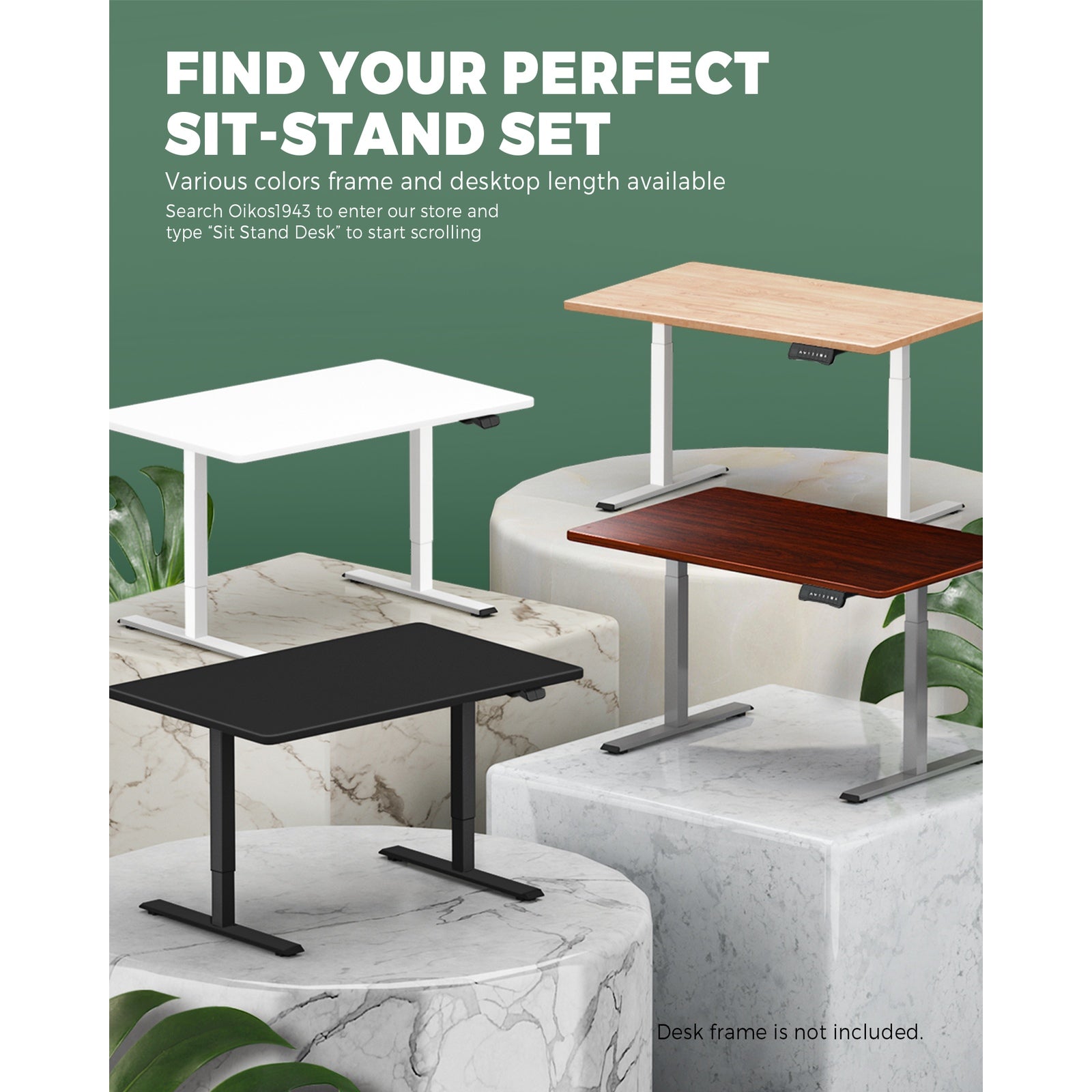 Oikiture Standing Desk Table Top Only For Office Computer Desk Black 140cm - Sunyee