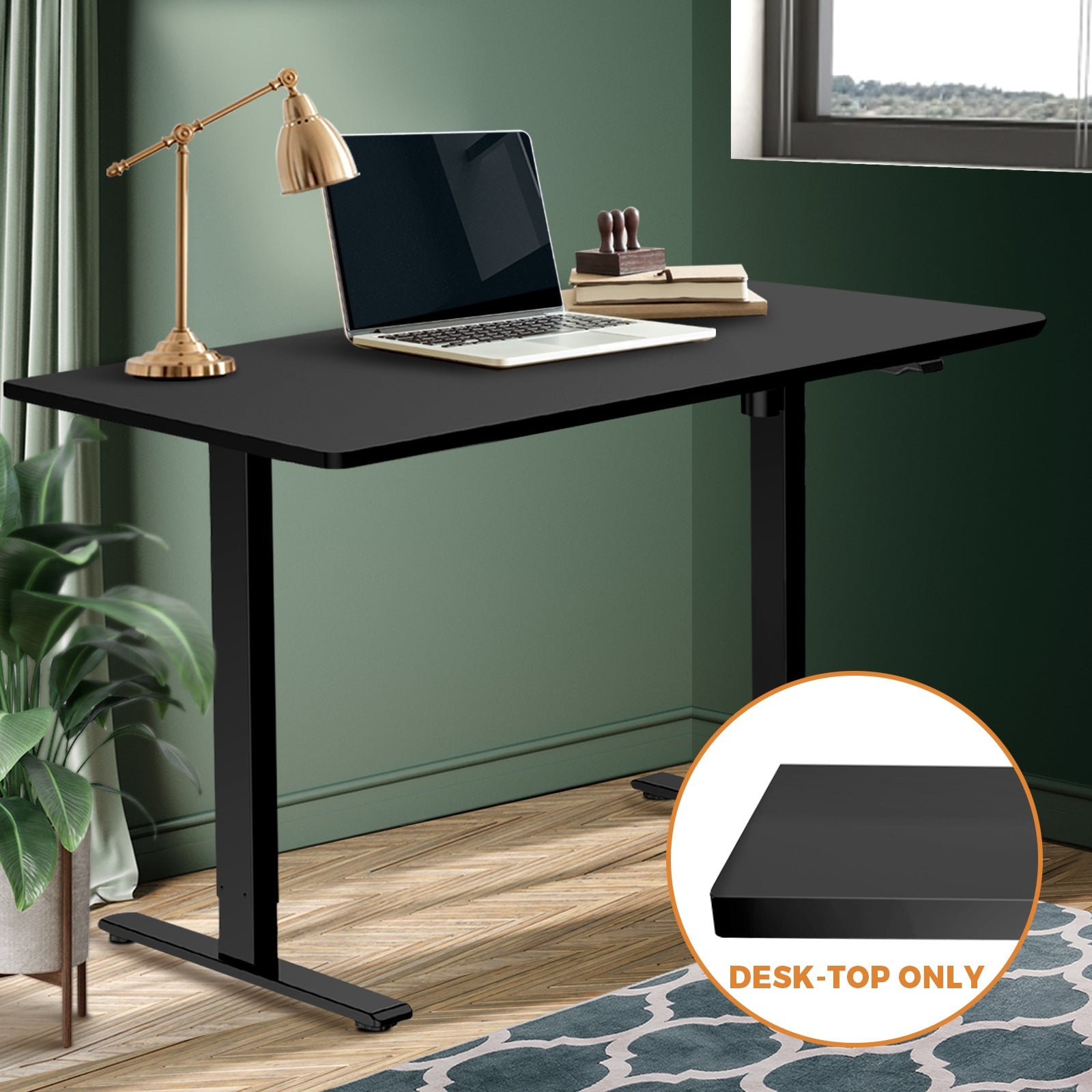 Oikiture Standing Desk Table Top Only For Office Computer Desk Black 140cm - Sunyee