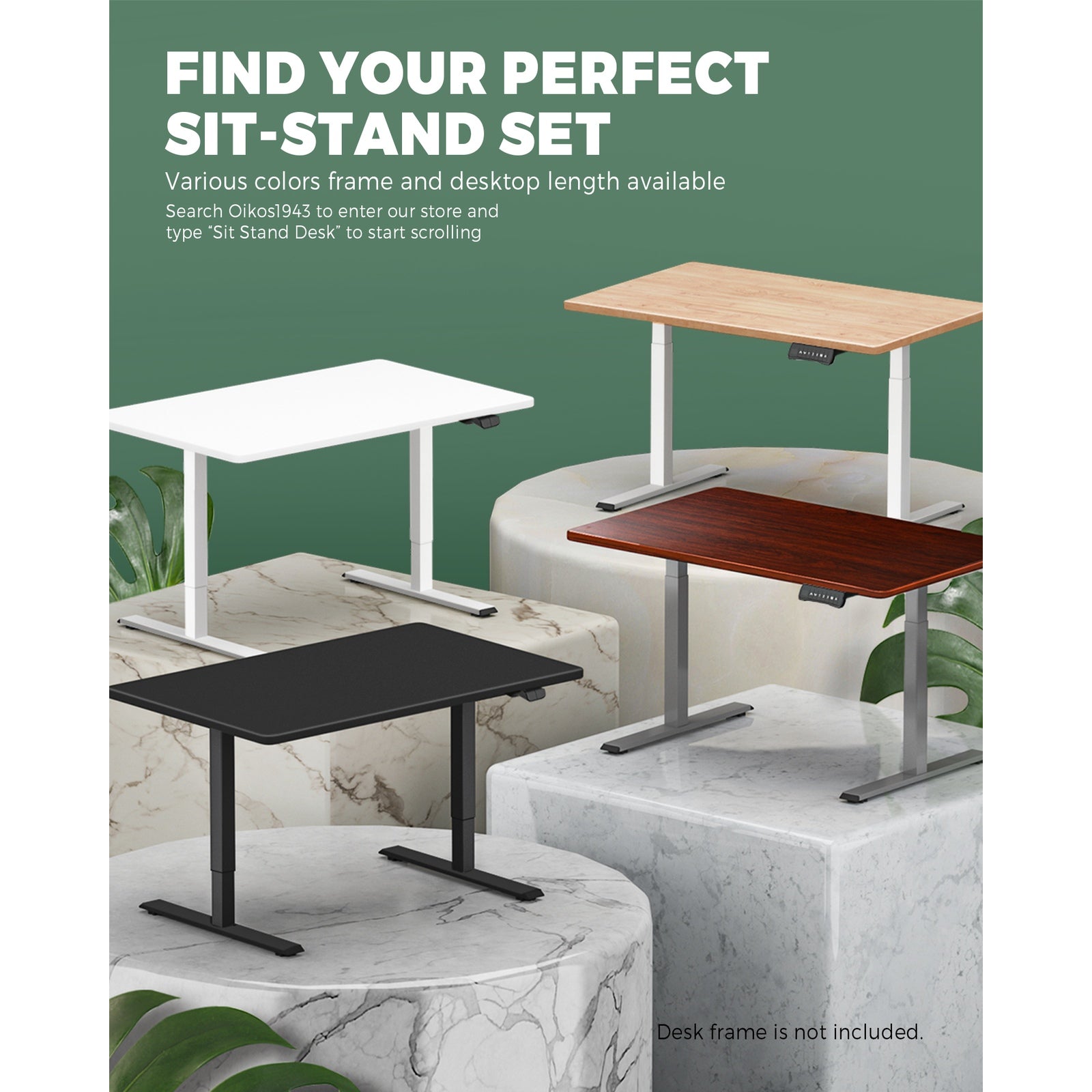 Oikiture Standing Desk Table Top Only For Office Computer Desk Oak 140cm - Sunyee