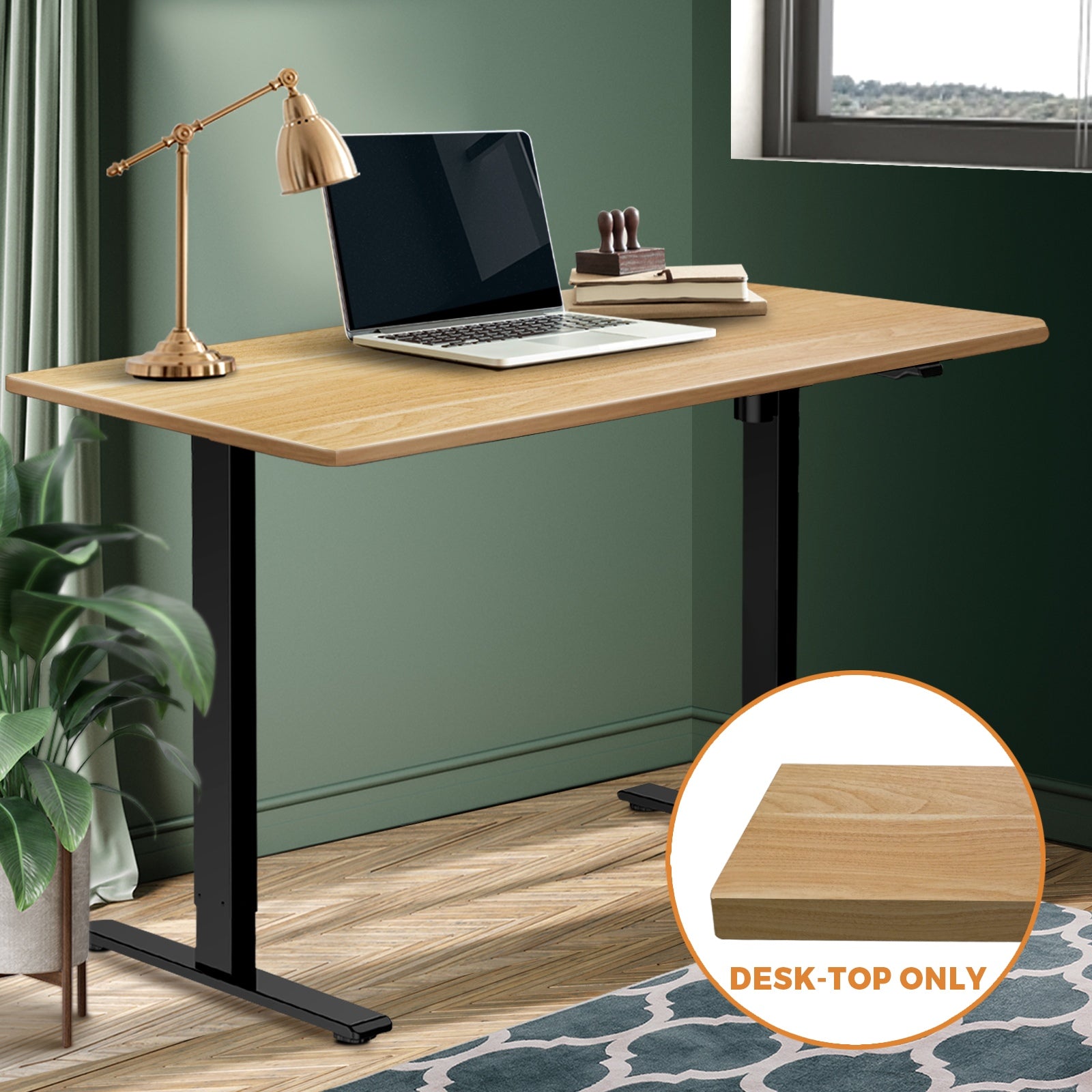 Oikiture Standing Desk Table Top Only For Office Computer Desk Oak 140cm - Sunyee