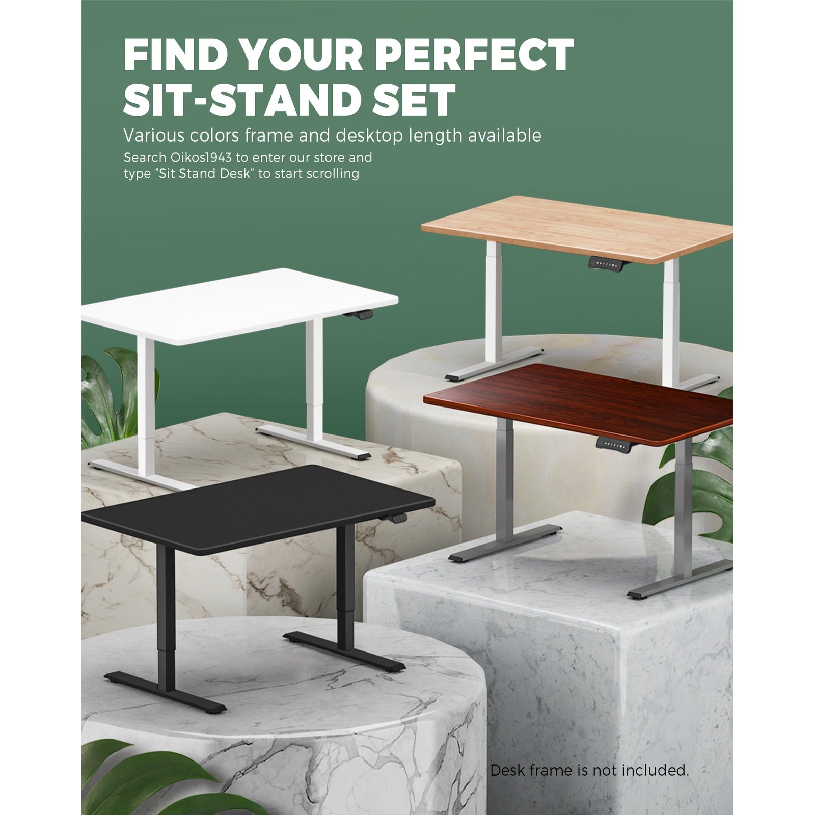 Oikiture Standing Desk Table Top Only For Office Computer Desk White 140cm - Sunyee