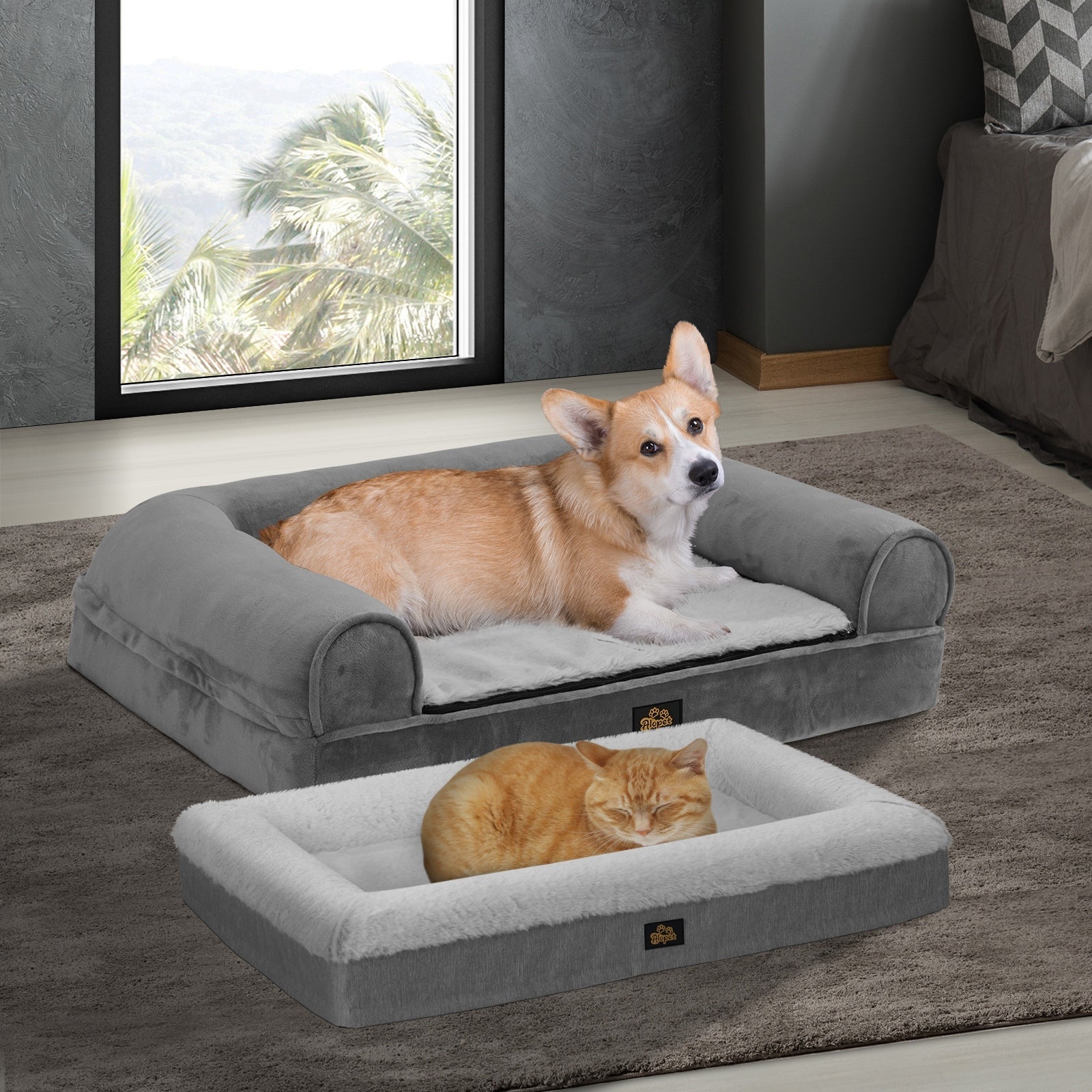 Alopet Orthopedic Dog Sofa Bed Pet Calming Mat Memory Foam Soft Warm Cushion - Sunyee