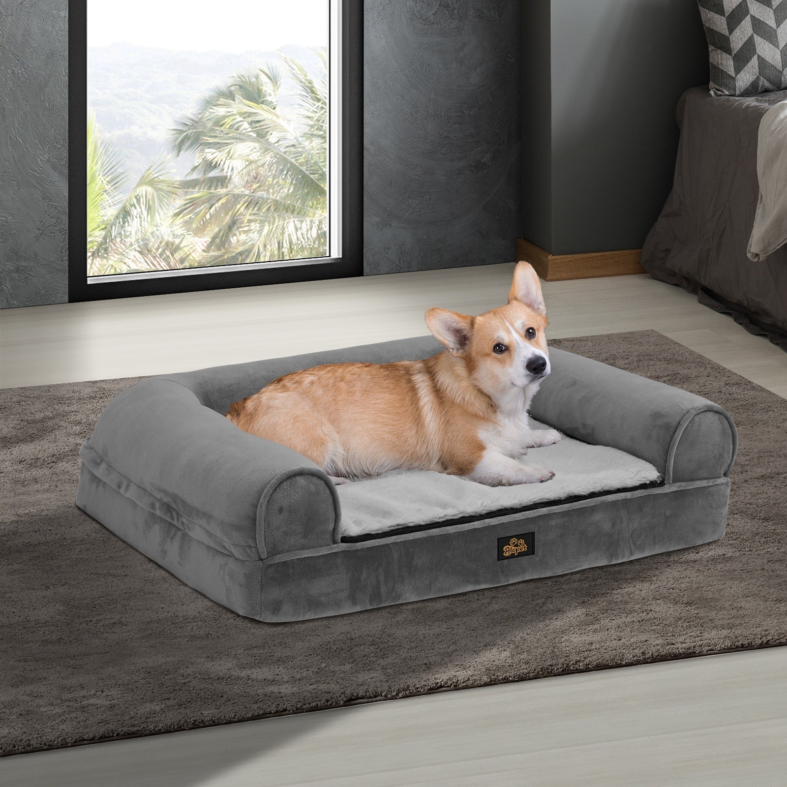 Alopet Orthopedic Dog Bed Memory Foam Pet Calming Sofa Removable Cover Large - Sunyee