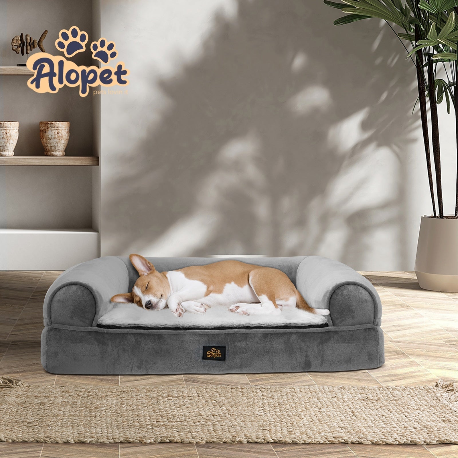 Alopet Orthopedic Dog Bed Memory Foam Pet Calming Sofa Removable Cover Large - Sunyee