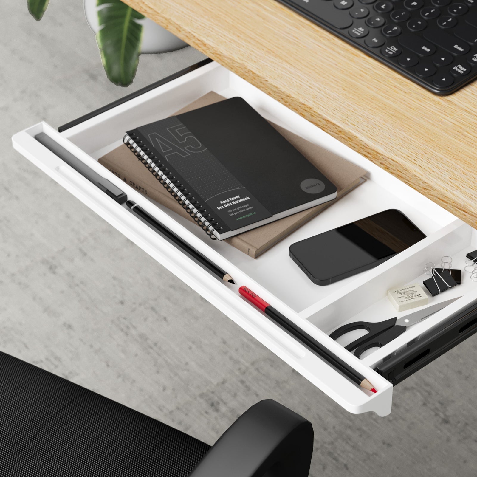 Oikiture Under Desk Drawer Pull-Out Drawer Sliding Tray Storage Organizer White - Sunyee