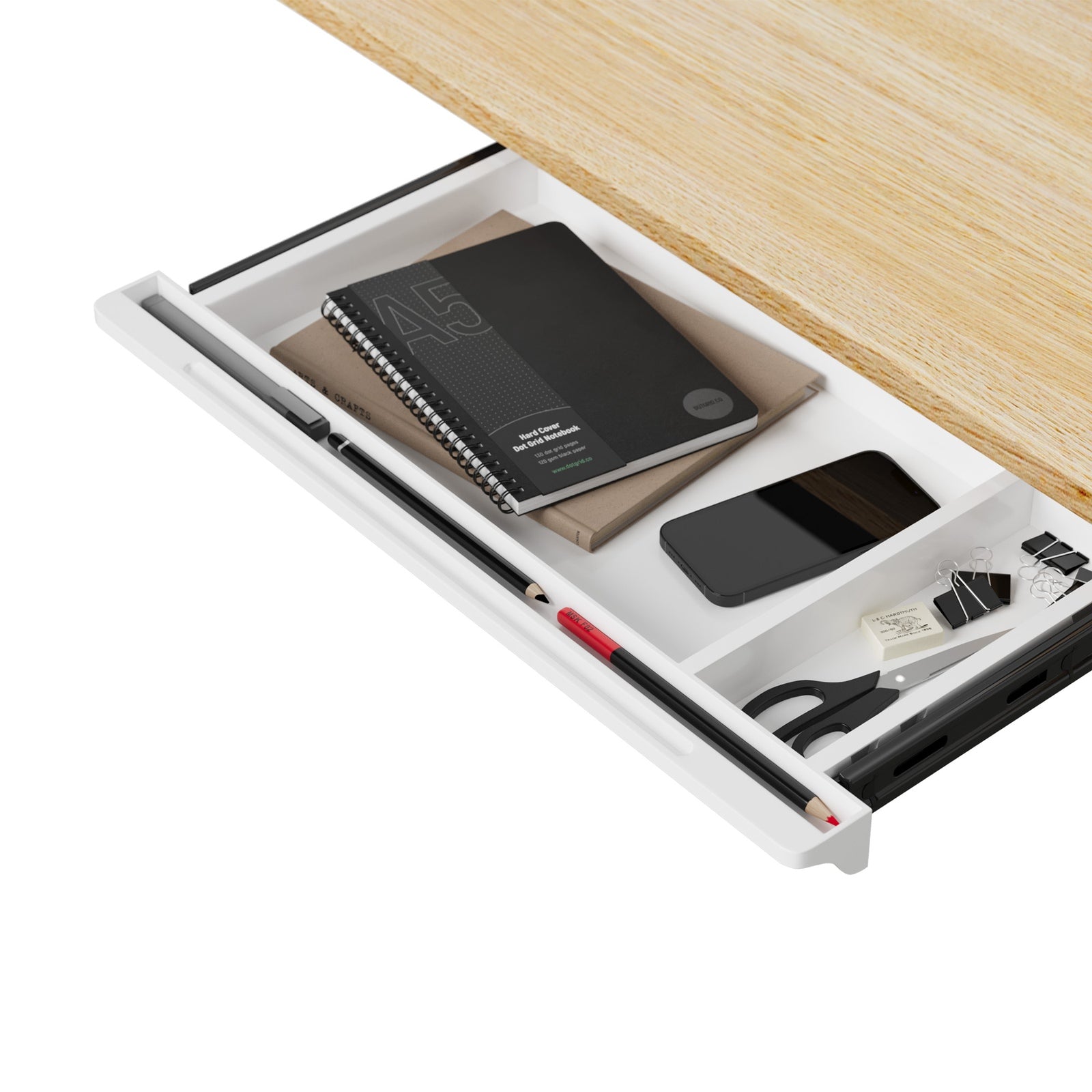 Oikiture Under Desk Drawer Pull-Out Drawer Sliding Tray Storage Organizer White - Sunyee