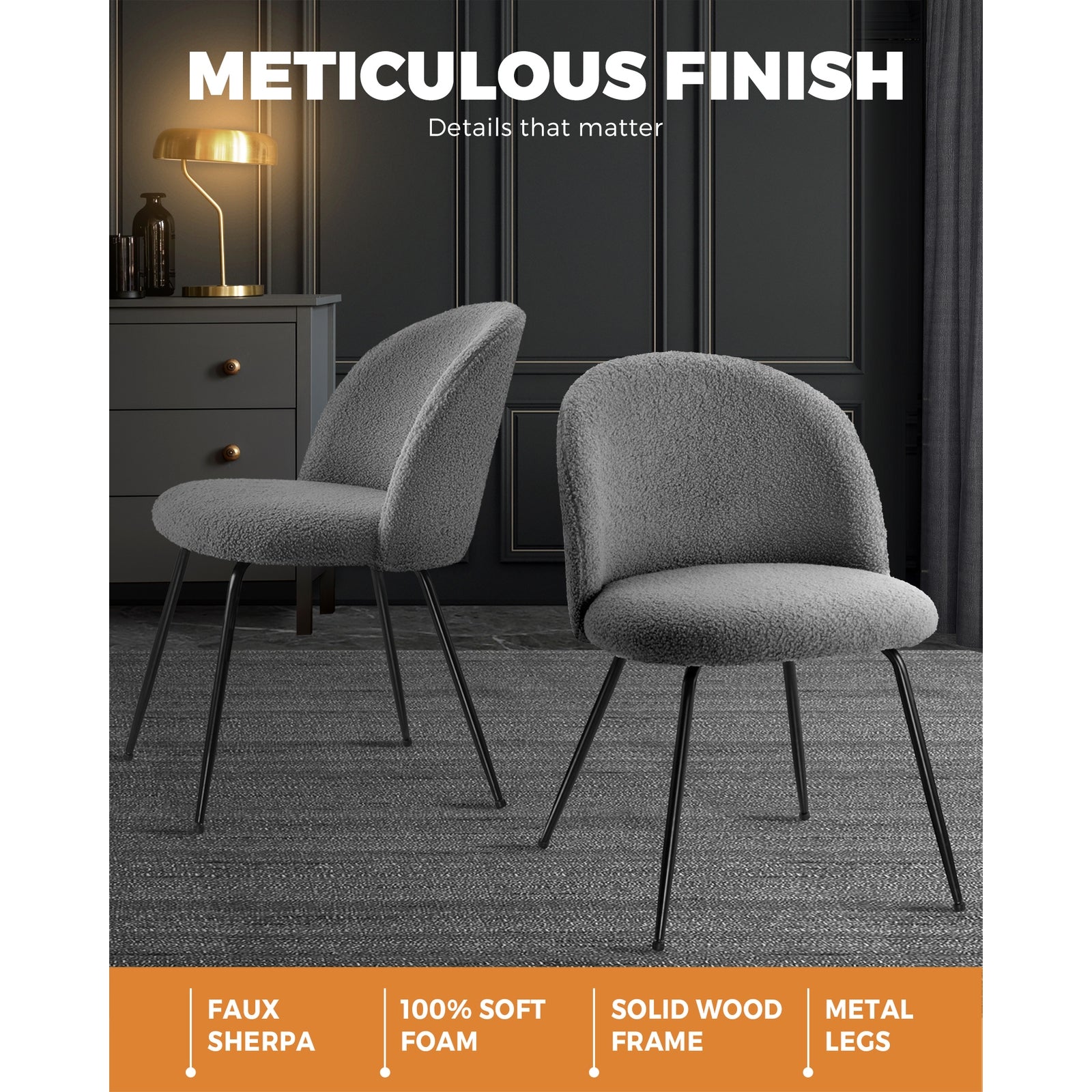 Oikiture Dining Chairs Accent Chair Armchair Kitchen Upholstered Exclusive Grey - Sunyee