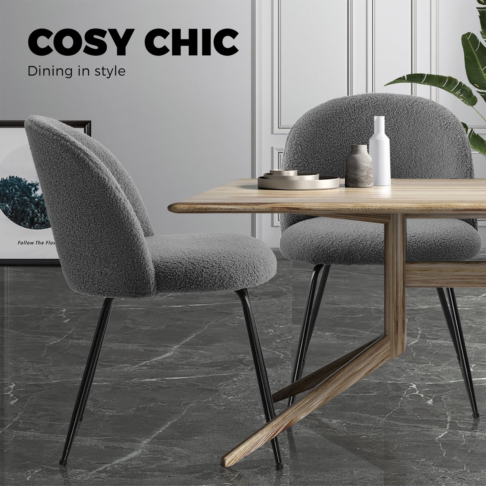 Oikiture Dining Chairs Accent Chair Armchair Kitchen Upholstered Exclusive Grey - Sunyee