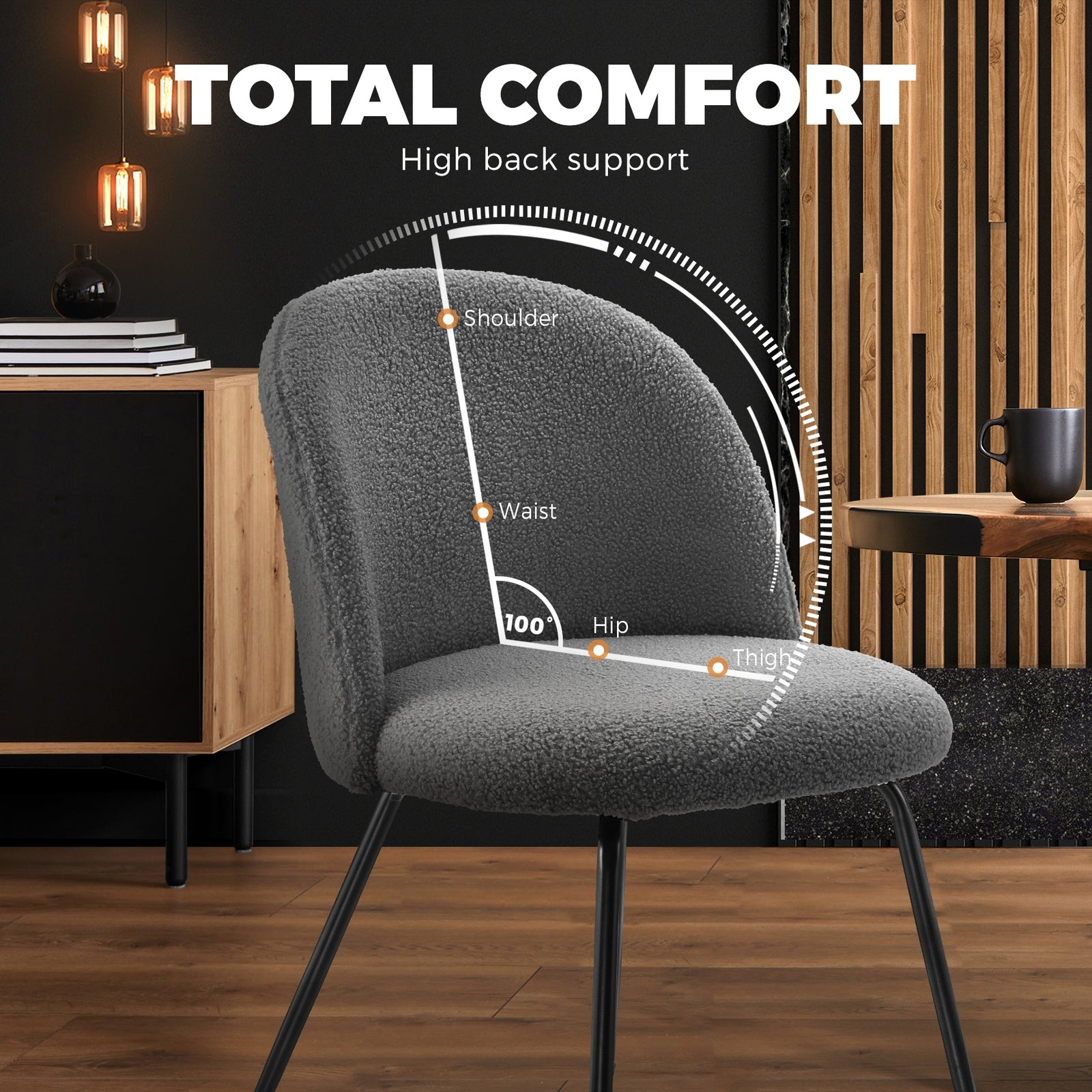 Oikiture Dining Chairs Accent Chair Armchair Kitchen Upholstered Exclusive Grey - Sunyee