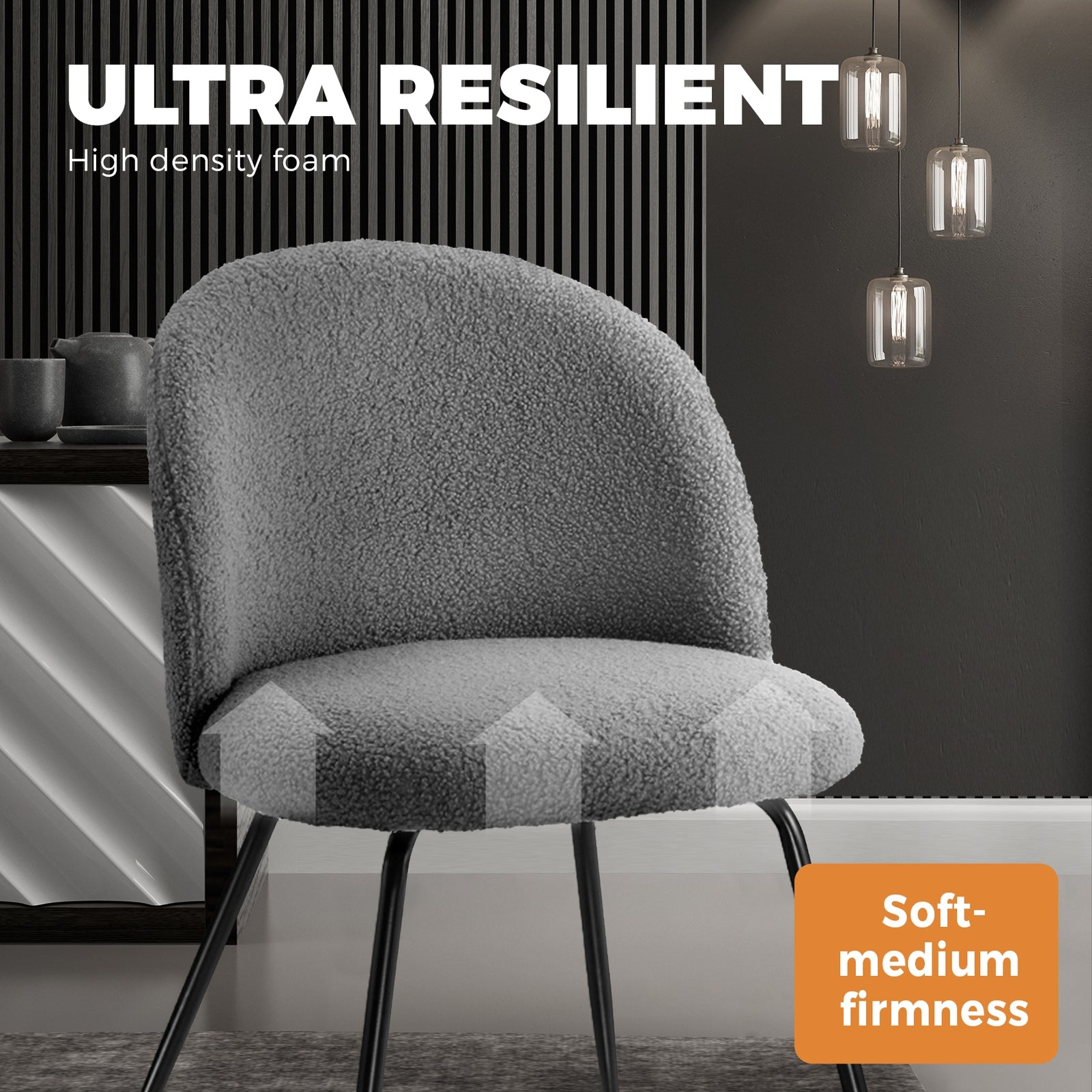 Oikiture Dining Chairs Accent Chair Armchair Kitchen Upholstered Exclusive Grey - Sunyee