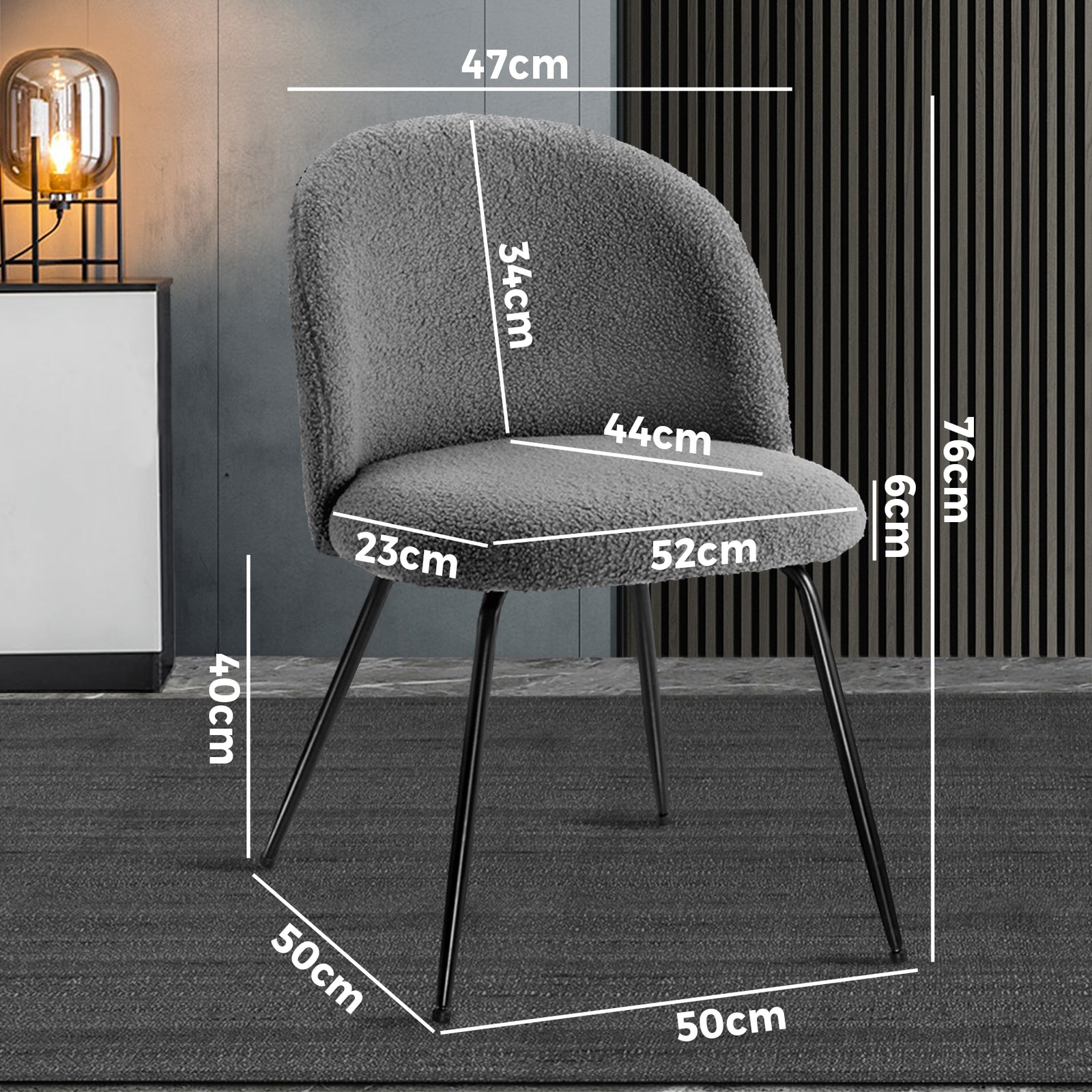 Oikiture Dining Chairs Accent Chair Armchair Kitchen Upholstered Exclusive Grey - Sunyee