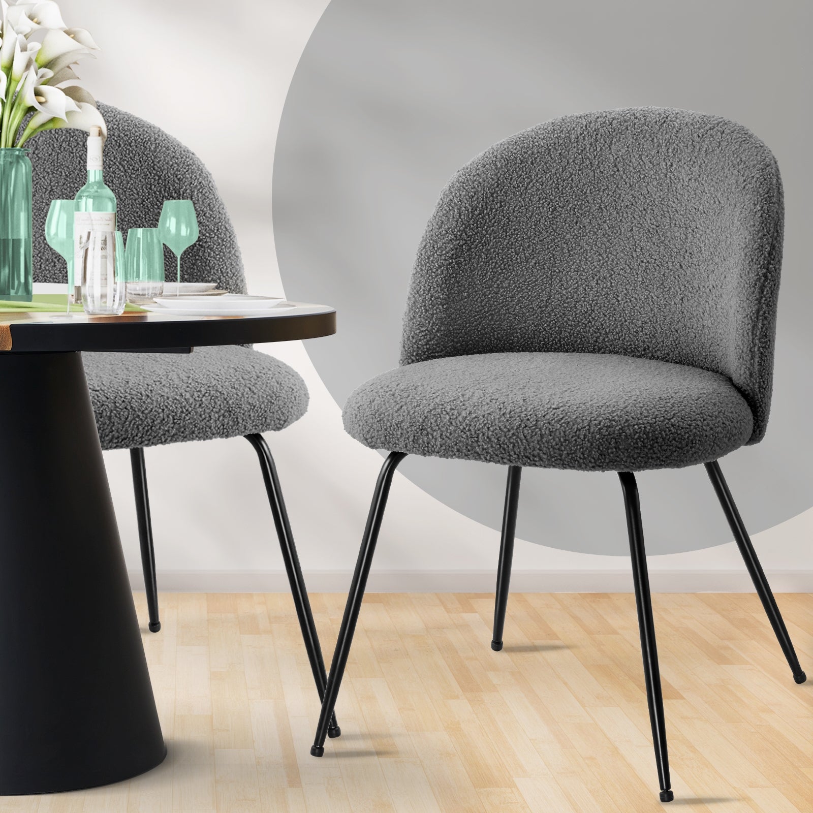 Oikiture Dining Chairs Accent Chair Armchair Kitchen Upholstered Exclusive Grey - Sunyee