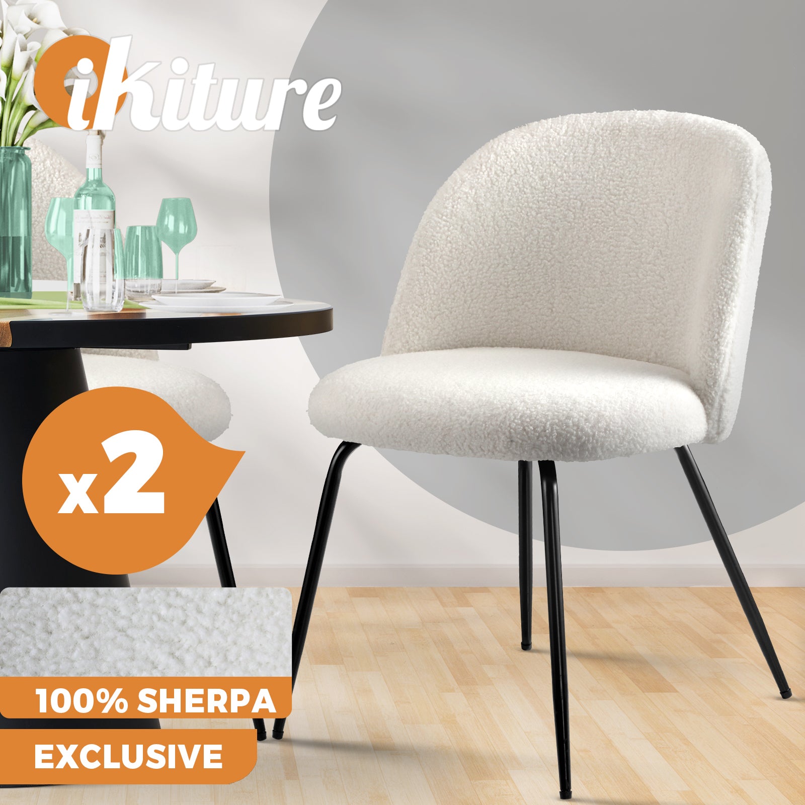 Oikiture Dining Chairs Accent Chair Armchair Kitchen Upholstered Exclusive White - Sunyee