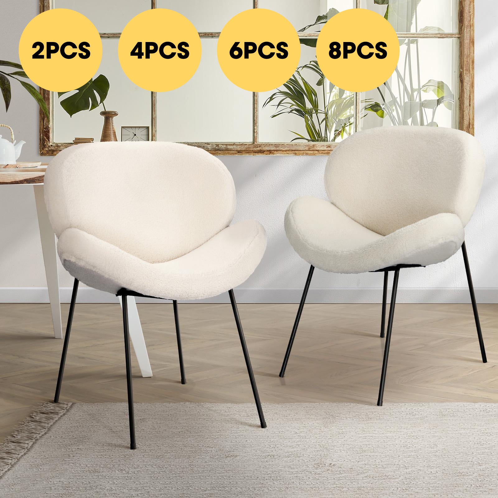 Oikiture Armchair Dining Chair Accent Chairs Tub Armchairs Sherpa White - Sunyee