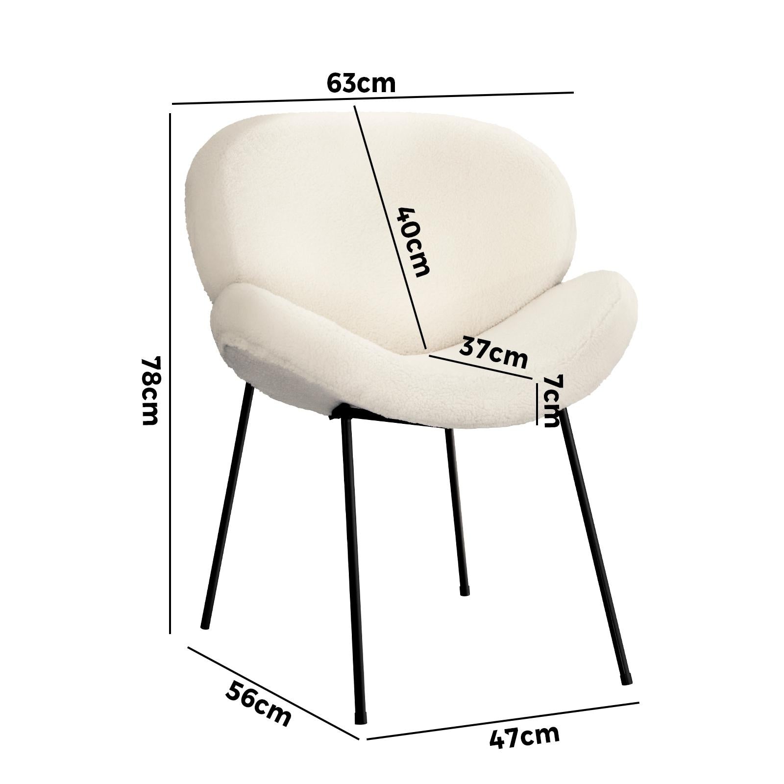 Oikiture Armchair Dining Chair Accent Chairs Tub Armchairs Sherpa White - Sunyee