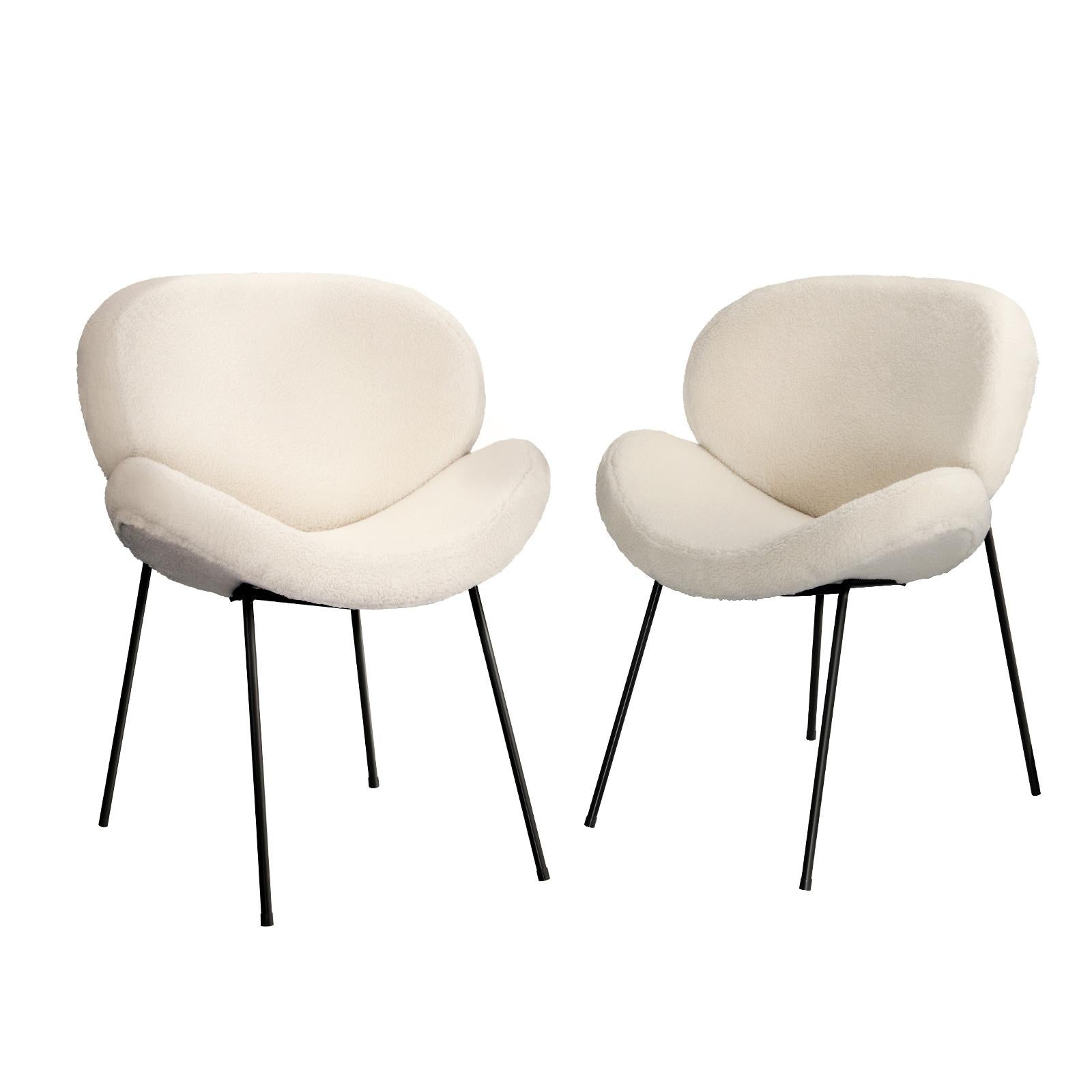 Oikiture Armchair Dining Chair Accent Chairs Tub Armchairs Sherpa White - Sunyee