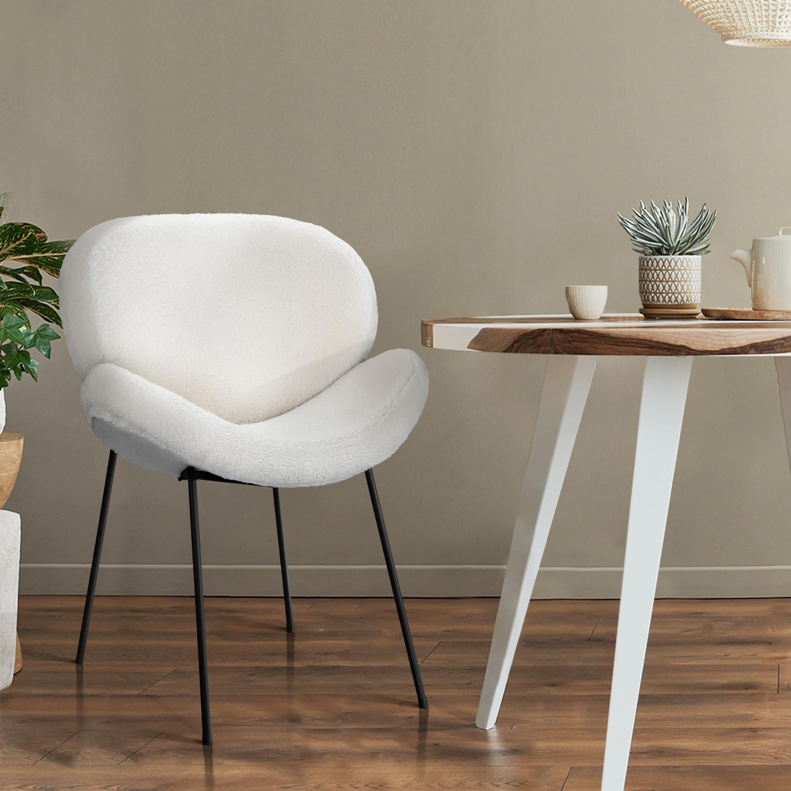 Oikiture 1PC Armchair Dining Chair Accent Chairs Tub Armchairs Sherpa Beige - Sunyee