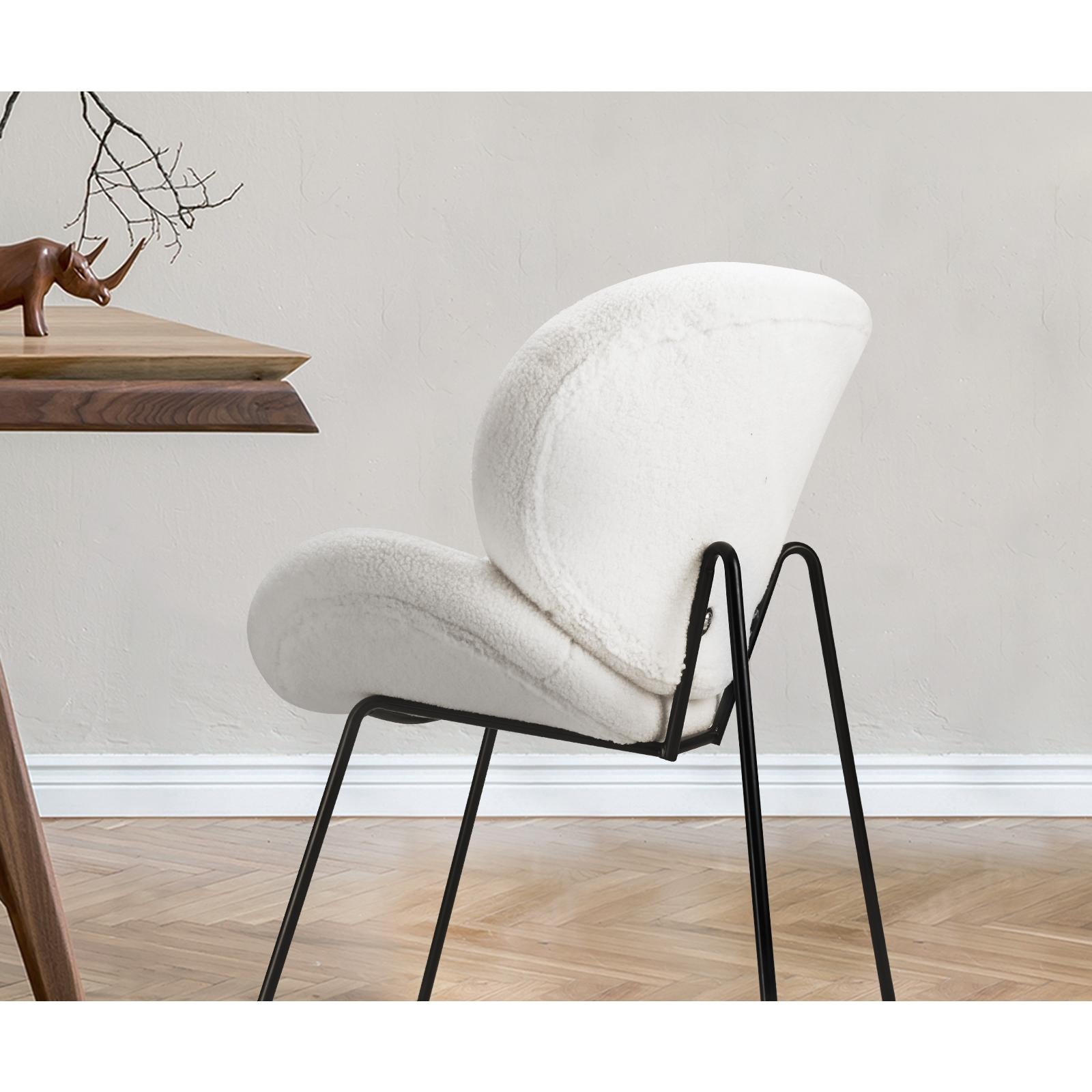 Oikiture 1PC Armchair Dining Chair Accent Chairs Tub Armchairs Sherpa Beige - Sunyee