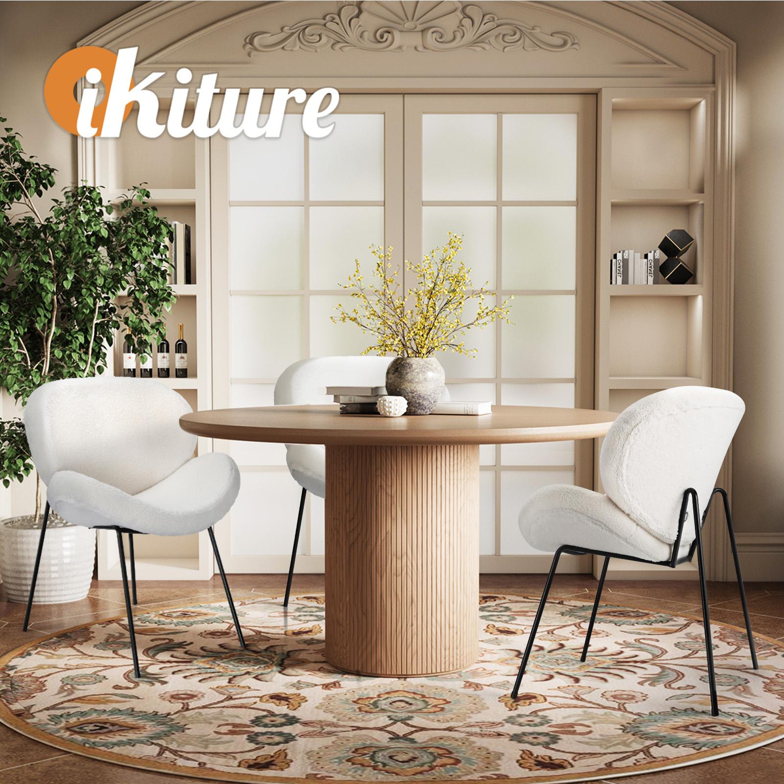 Oikiture 1PC Armchair Dining Chair Accent Chairs Tub Armchairs Sherpa Beige - Sunyee