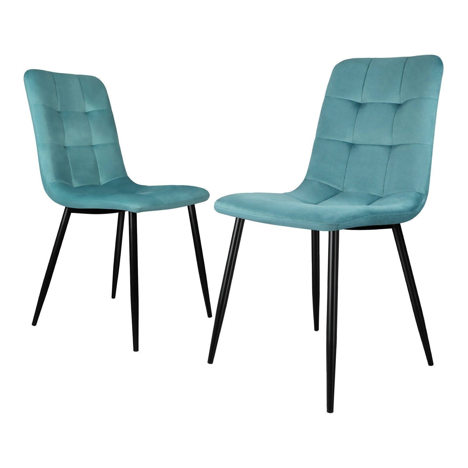 Oikiture Dining Chairs Kitchen Chair Velvet Fabric Padded Seat Cafe Set of 2