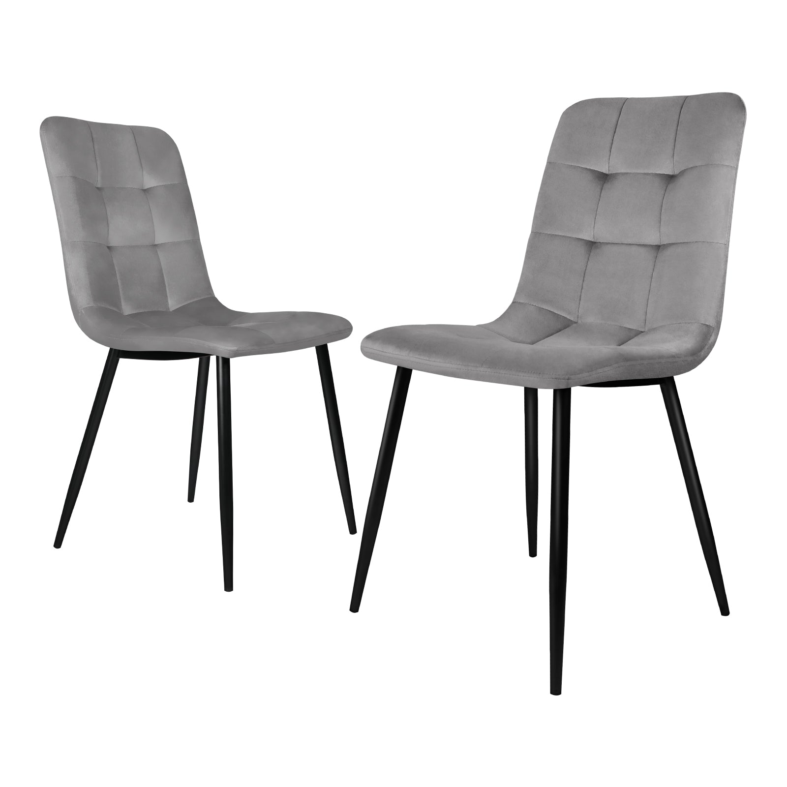 Oikiture Dining Chairs Kitchen Chair Velvet Fabric Padded Seat Cafe Grey x2 - Sunyee