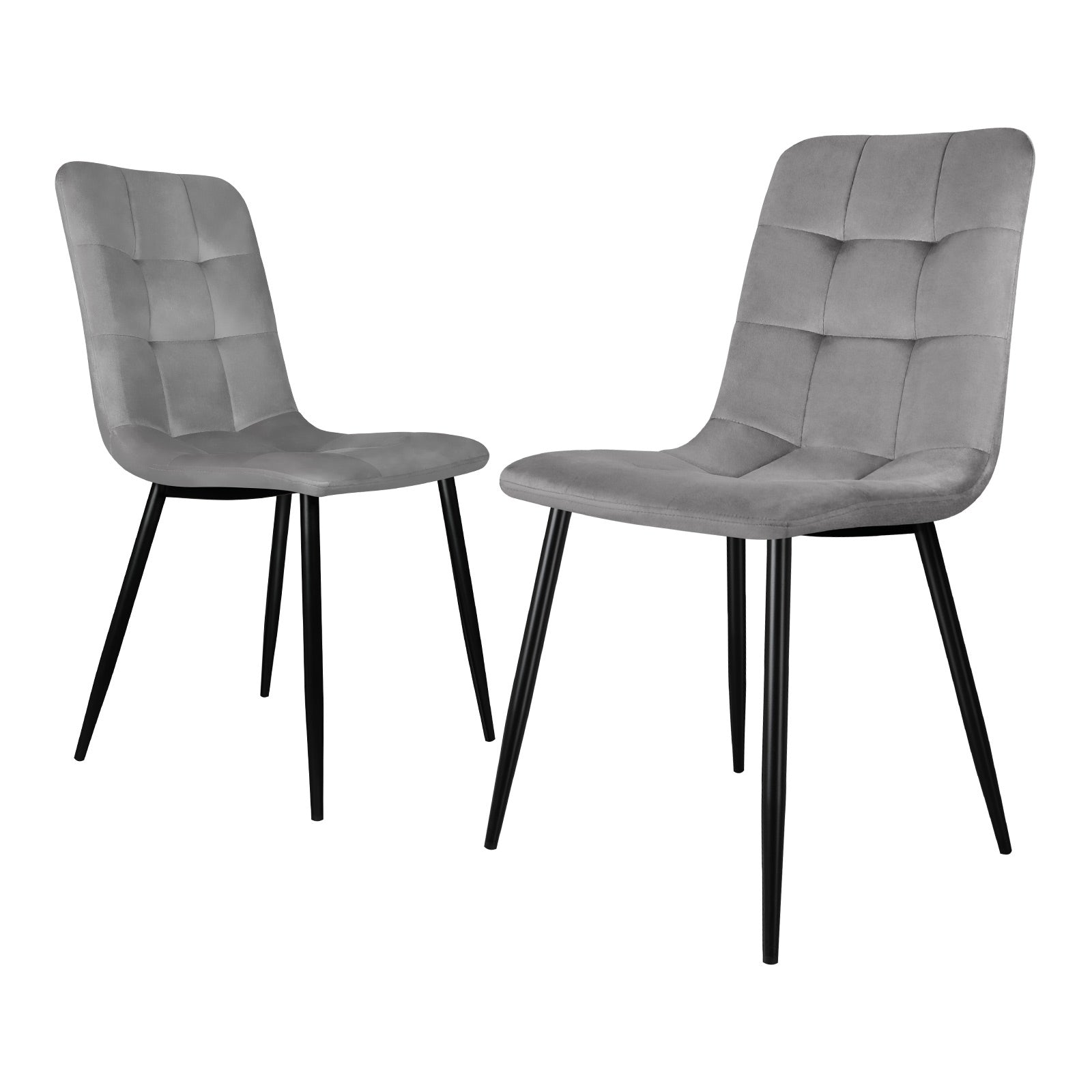 Oikiture Dining Chairs Kitchen Chair Velvet Fabric Padded Seat Cafe Grey x2 - Sunyee