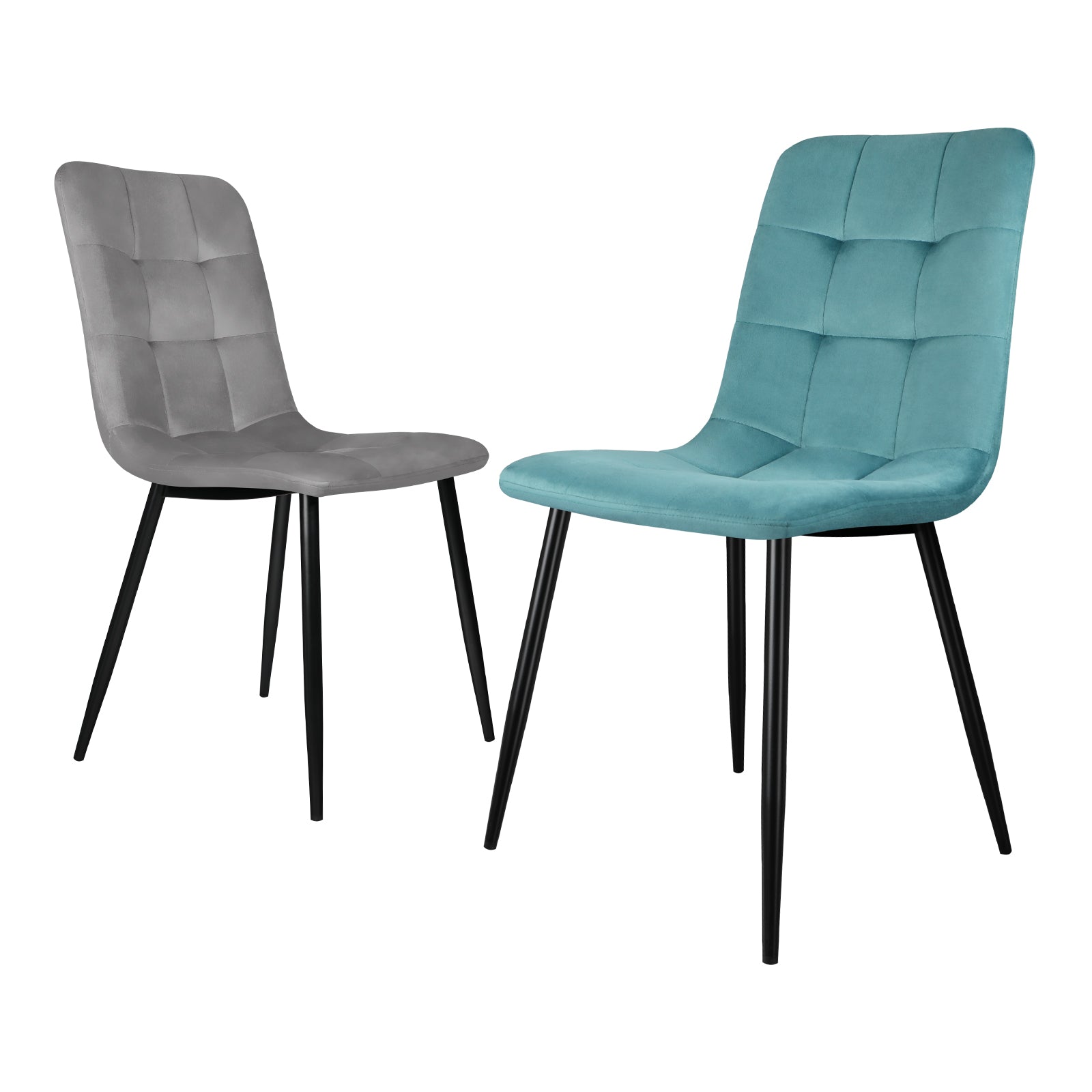 Oikiture Dining Chairs Kitchen Chair Velvet Fabric Padded Seat Cafe Set of 2