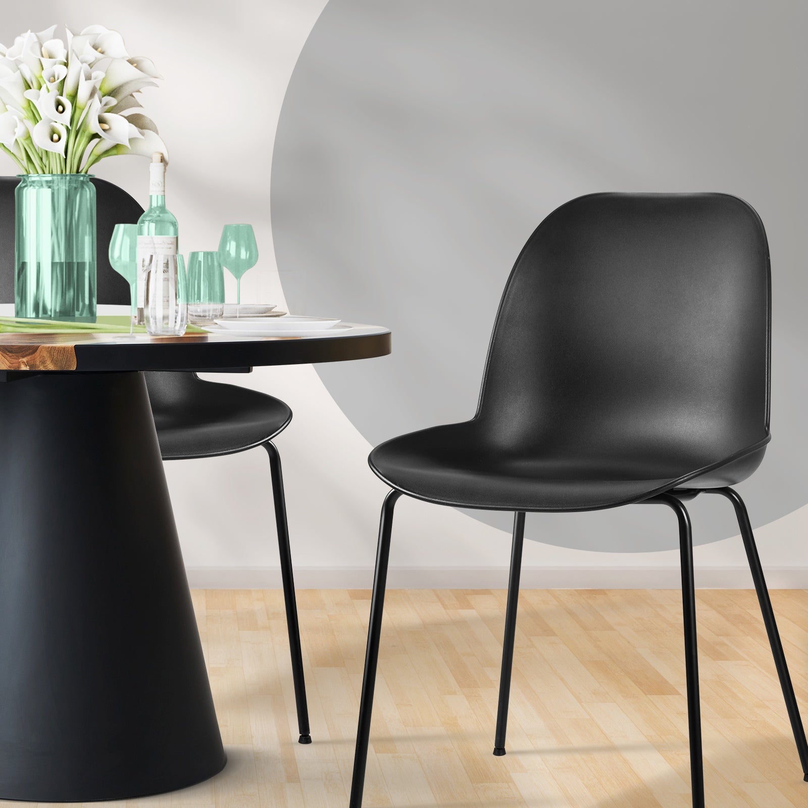 Oikiture Dining Chairs Kitchen Chair Exclusive Lounge Room Metal Plastic x2