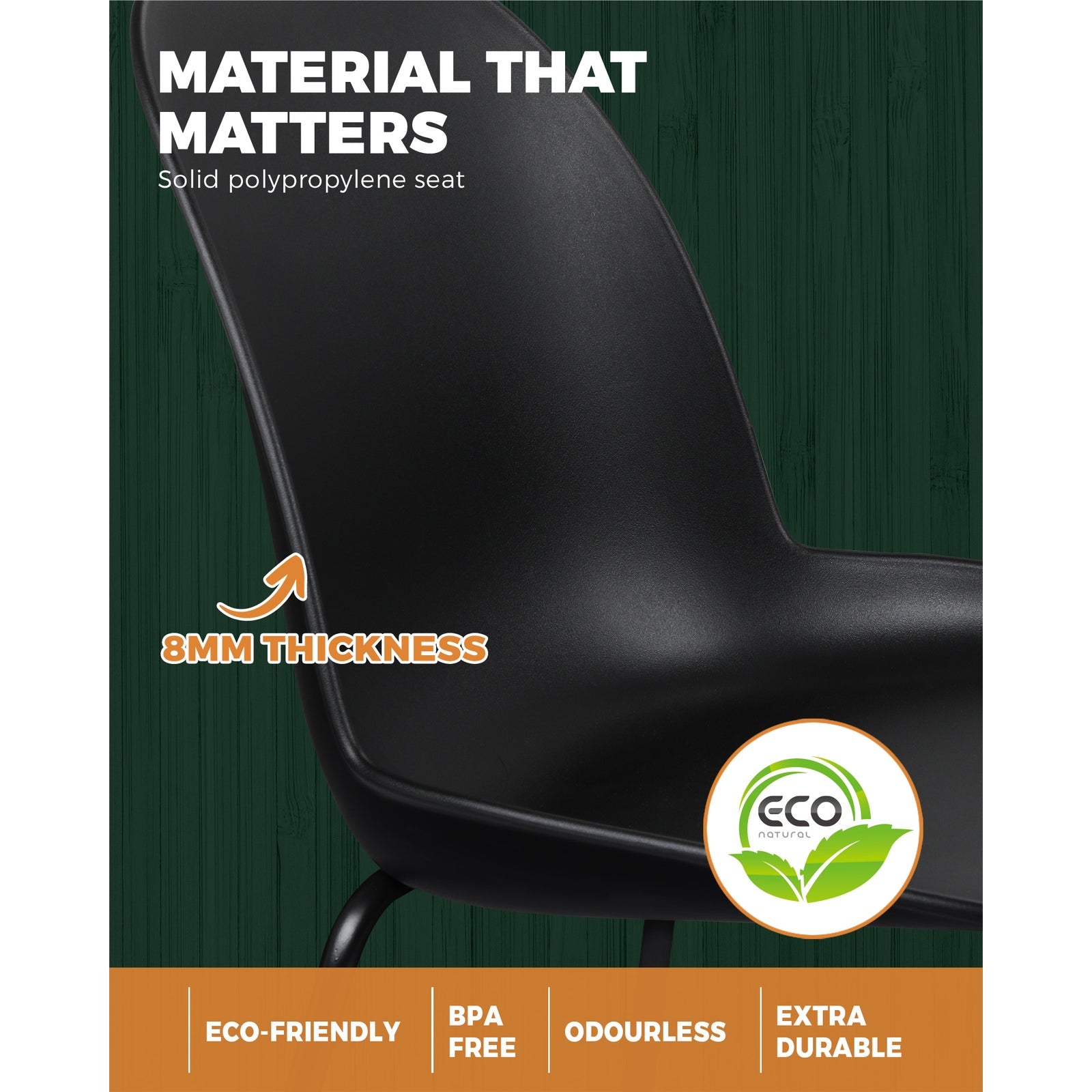 Oikiture Dining Chairs Kitchen Chair Exclusive Lounge Room Metal Plastic Blackx2 - Sunyee