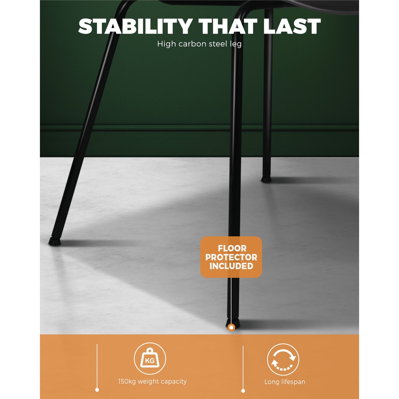 Oikiture Dining Chairs Kitchen Chair Exclusive Lounge Room Metal Plastic Blackx2 - Sunyee