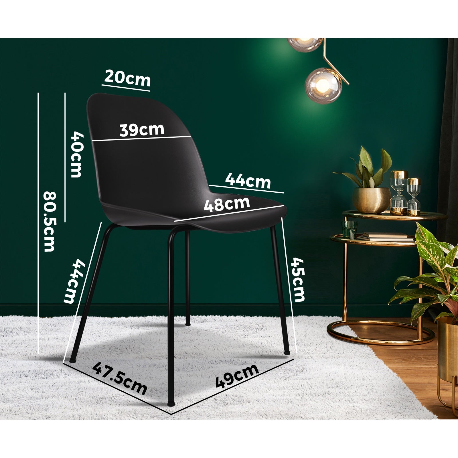 Oikiture Dining Chairs Kitchen Chair Exclusive Lounge Room Metal Plastic Blackx2 - Sunyee