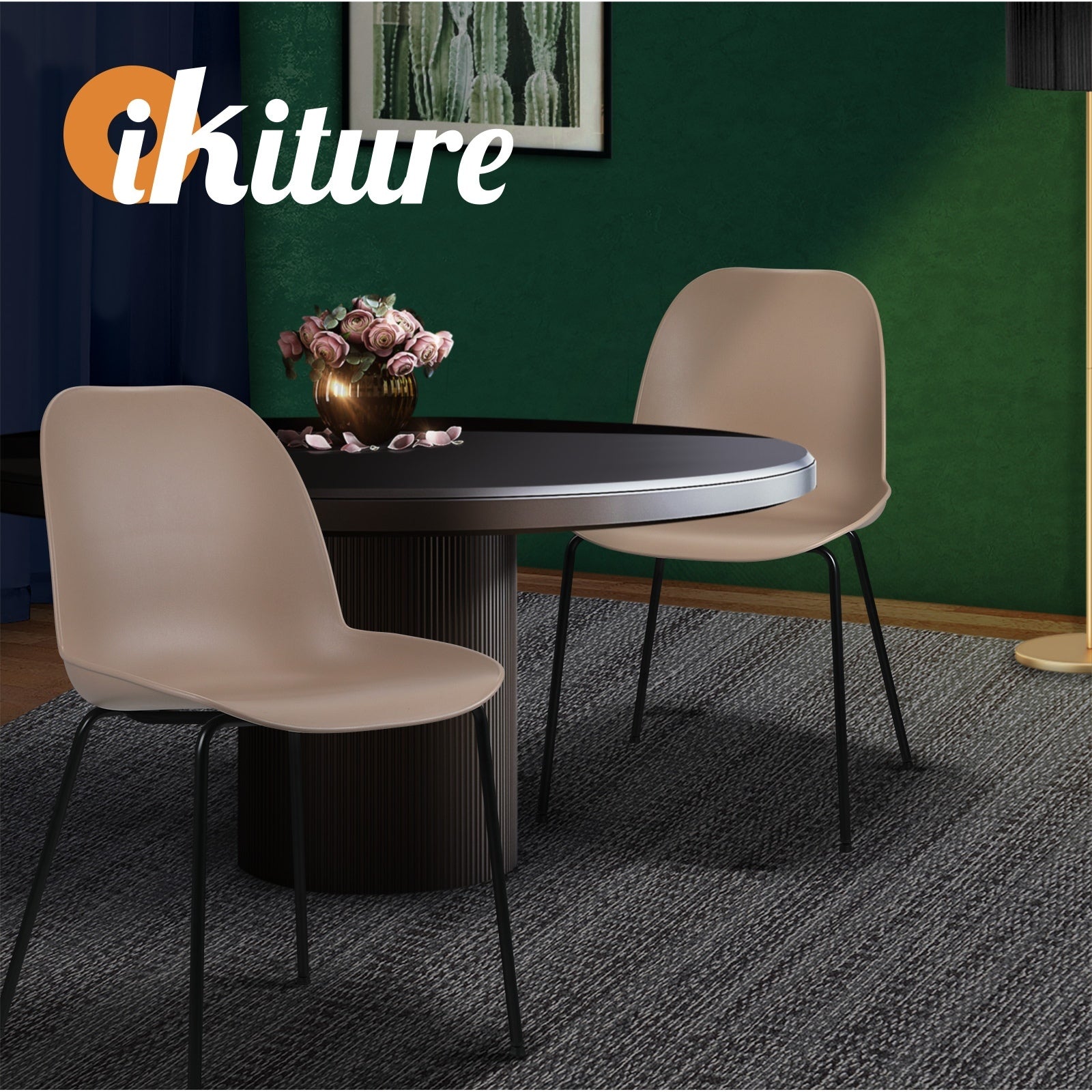 Oikiture Dining Chairs Kitchen Chair Exclusive Lounge Room Metal Plastic Brownx2