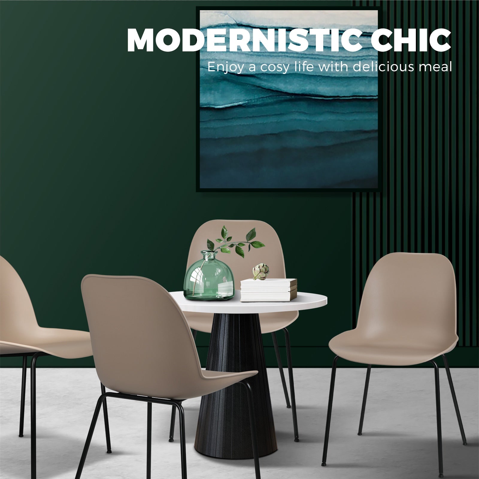 Oikiture Dining Chairs Kitchen Chair Exclusive Lounge Room Metal Plastic Brownx2 - Sunyee