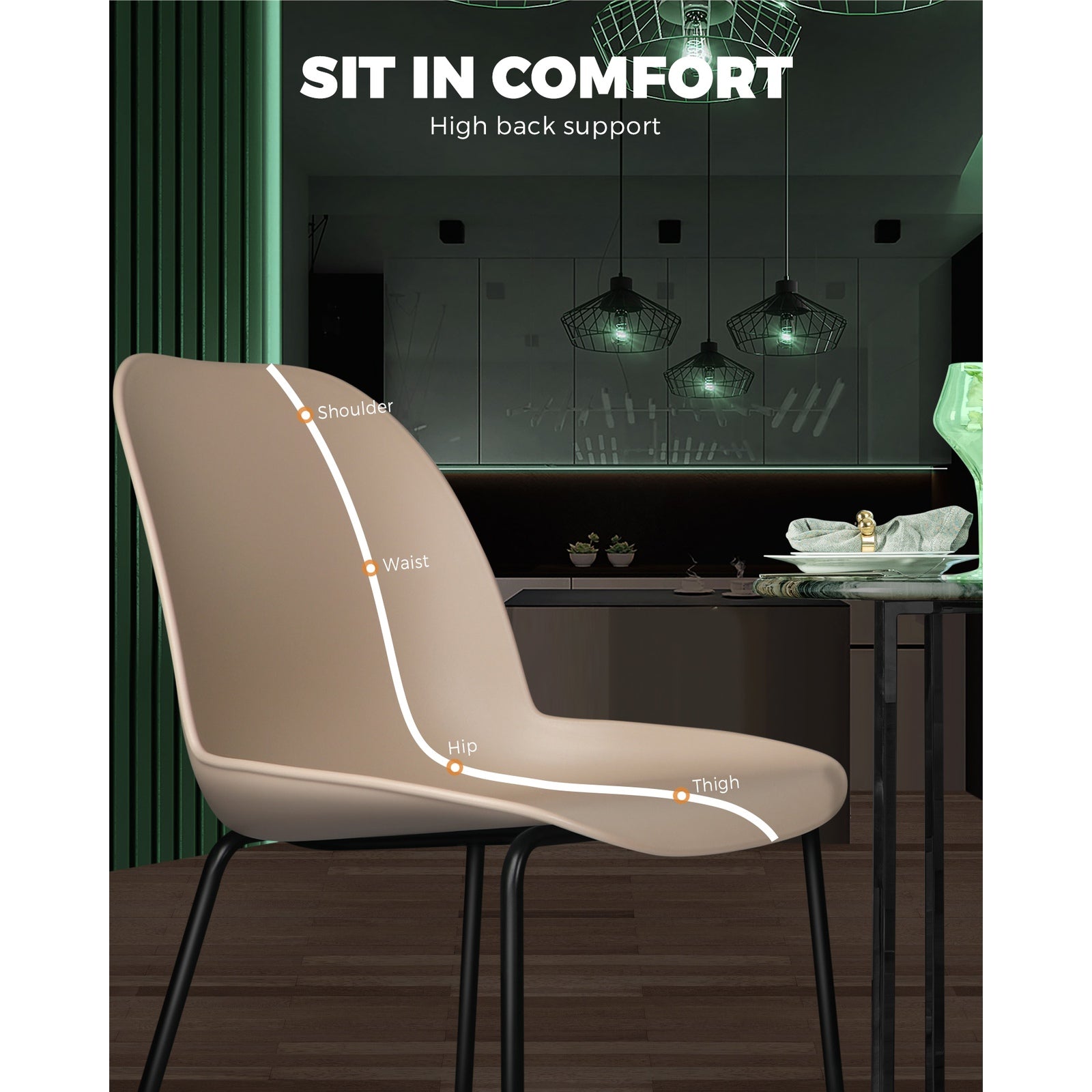 Oikiture Dining Chairs Kitchen Chair Exclusive Lounge Room Metal Plastic Brownx2 - Sunyee