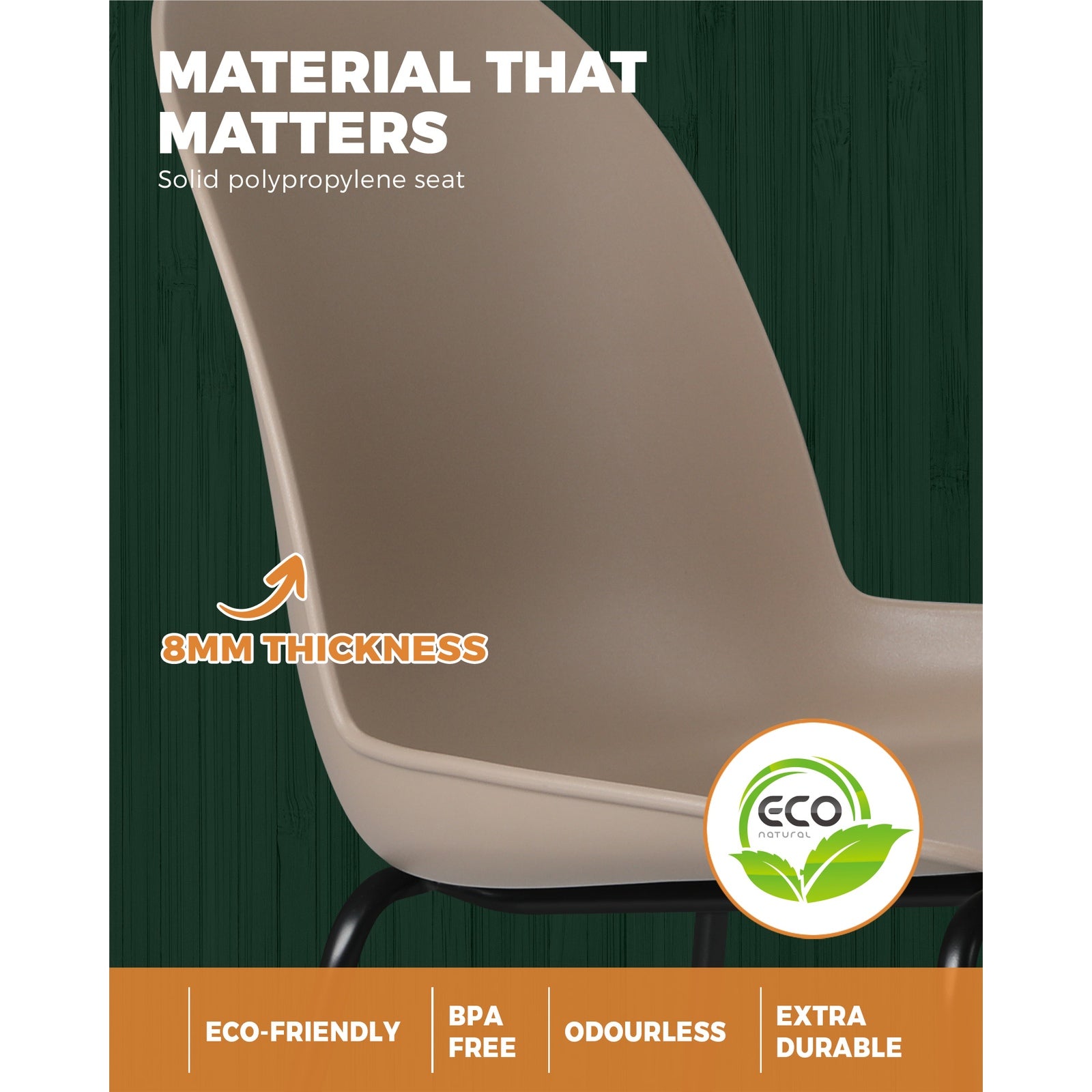 Oikiture Dining Chairs Kitchen Chair Exclusive Lounge Room Metal Plastic Brownx2 - Sunyee