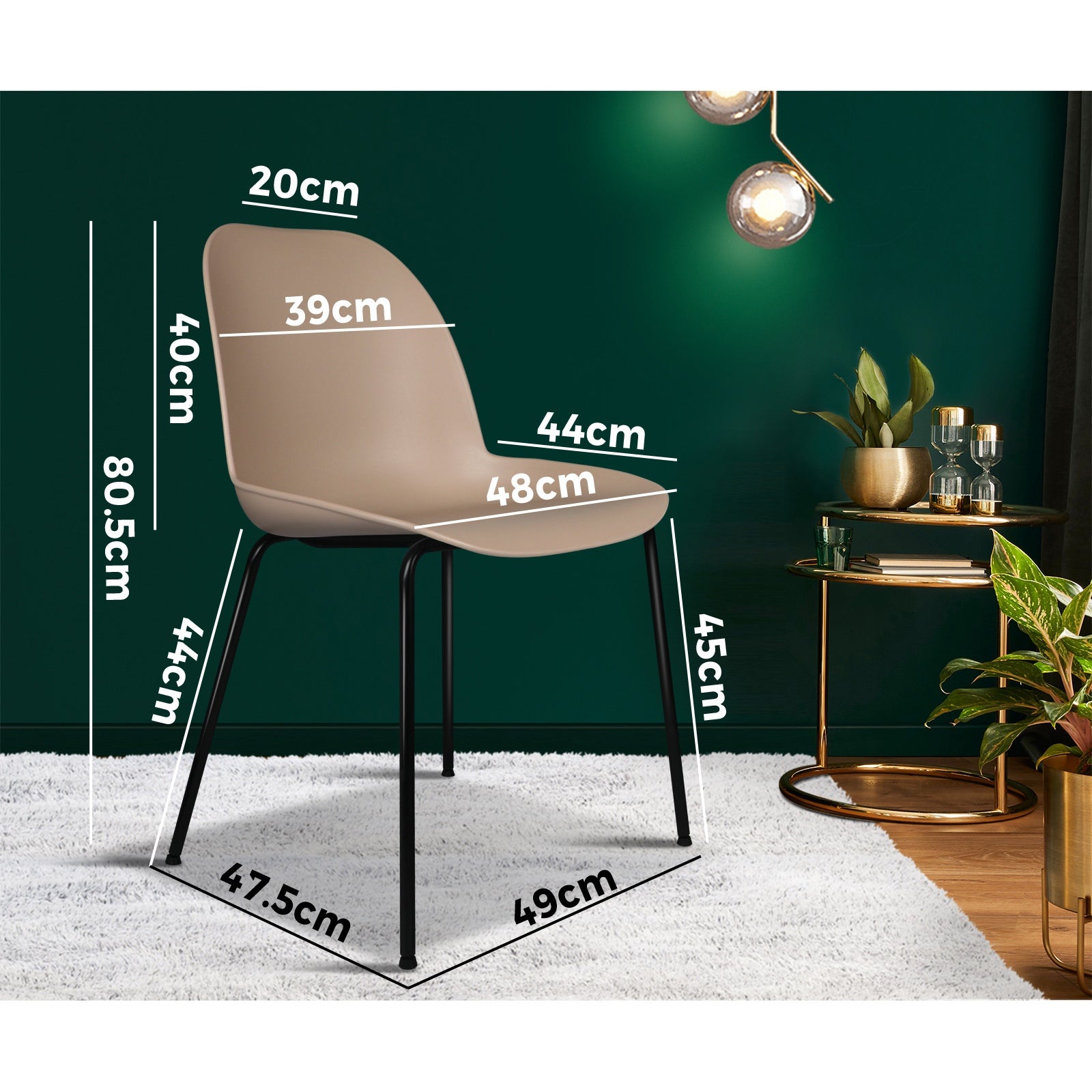 Oikiture Dining Chairs Kitchen Chair Exclusive Lounge Room Metal Plastic Brownx2 - Sunyee