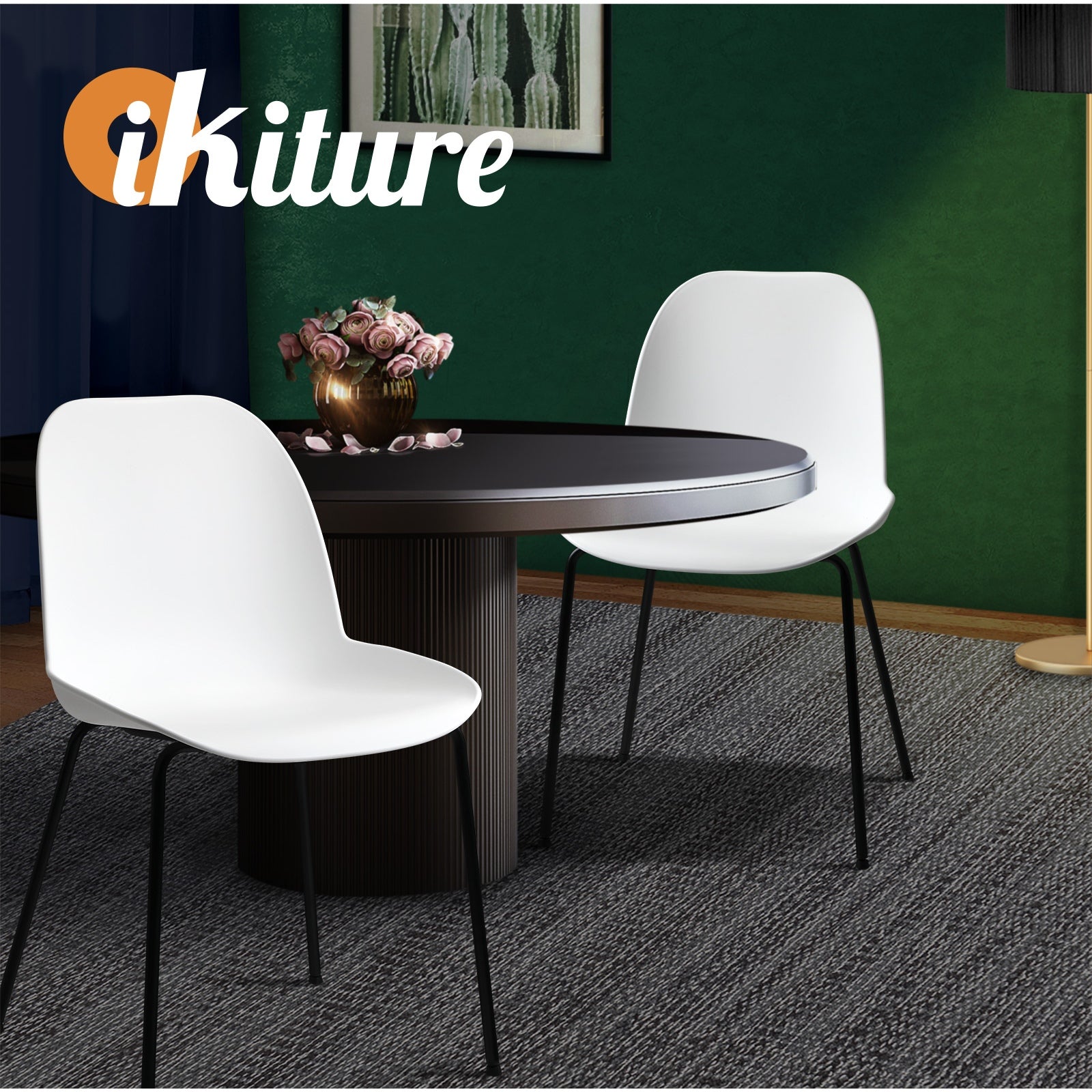 Oikiture Dining Chairs Kitchen Chair Exclusive Lounge Room Metal Plastic x2 - Sunyee