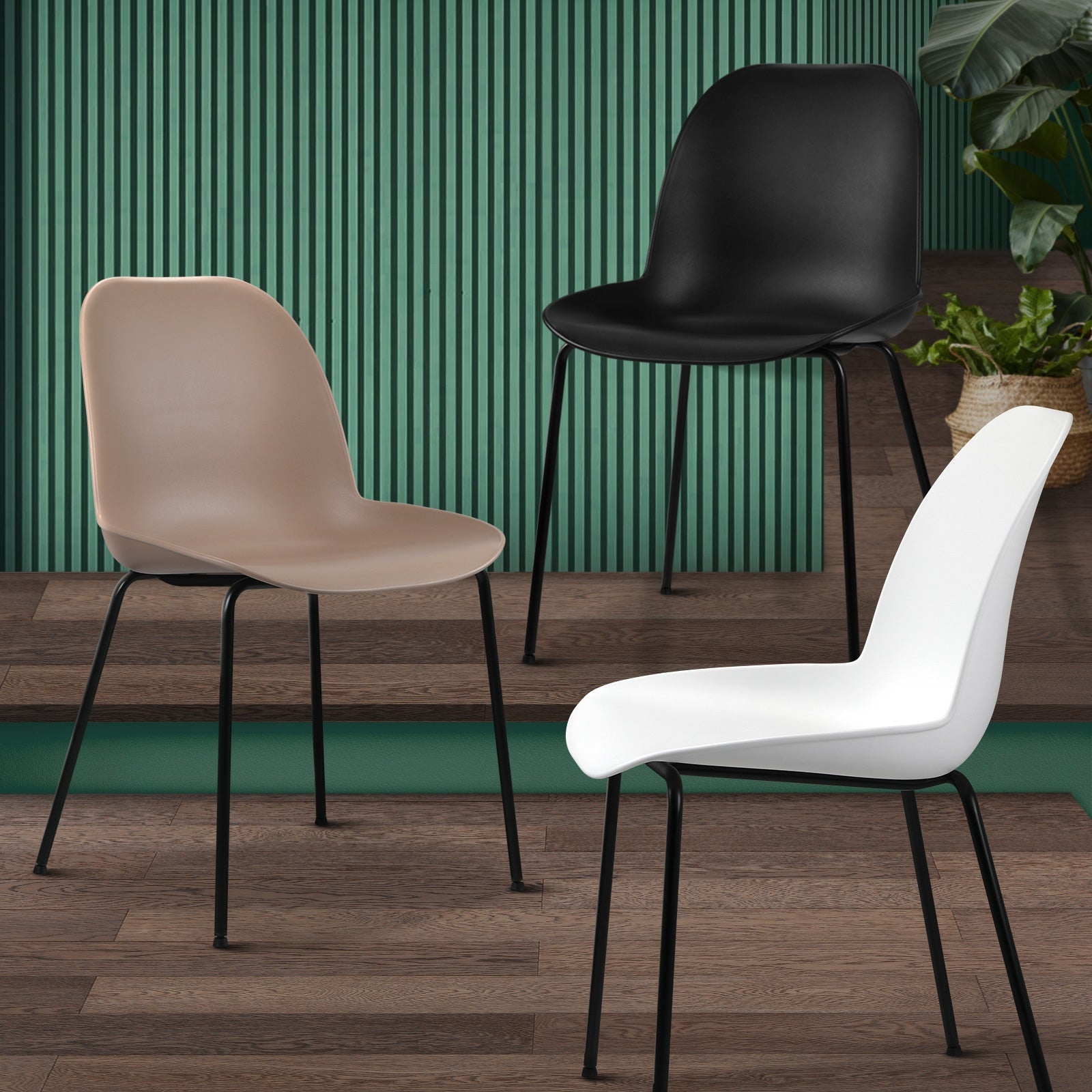 Oikiture Dining Chairs Kitchen Chair Exclusive Lounge Room Metal Plastic x2 - Sunyee