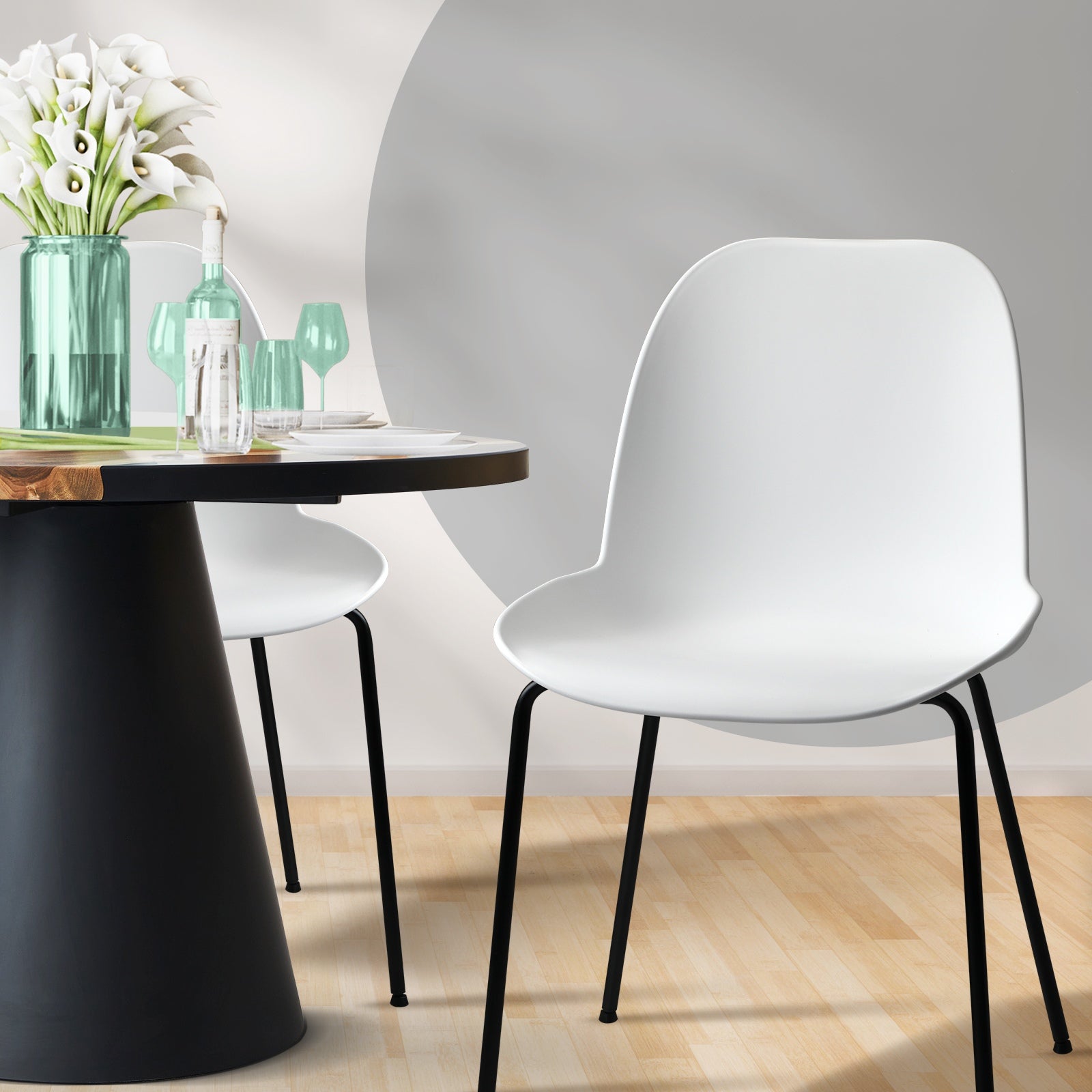 Oikiture Dining Chairs Kitchen Chair Exclusive Lounge Room Metal Plastic x2