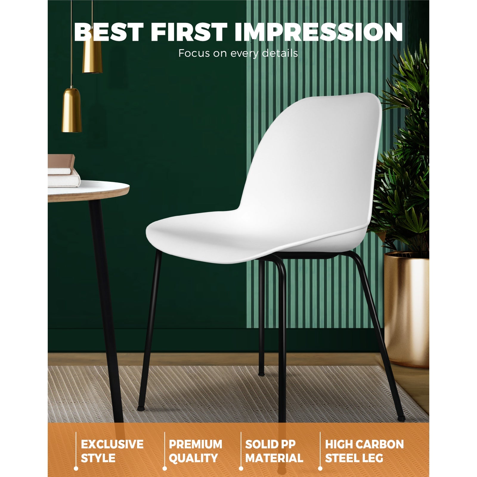 Oikiture Dining Chairs Kitchen Chair Exclusive Lounge Room Metal Plastic Whitex2 - Sunyee