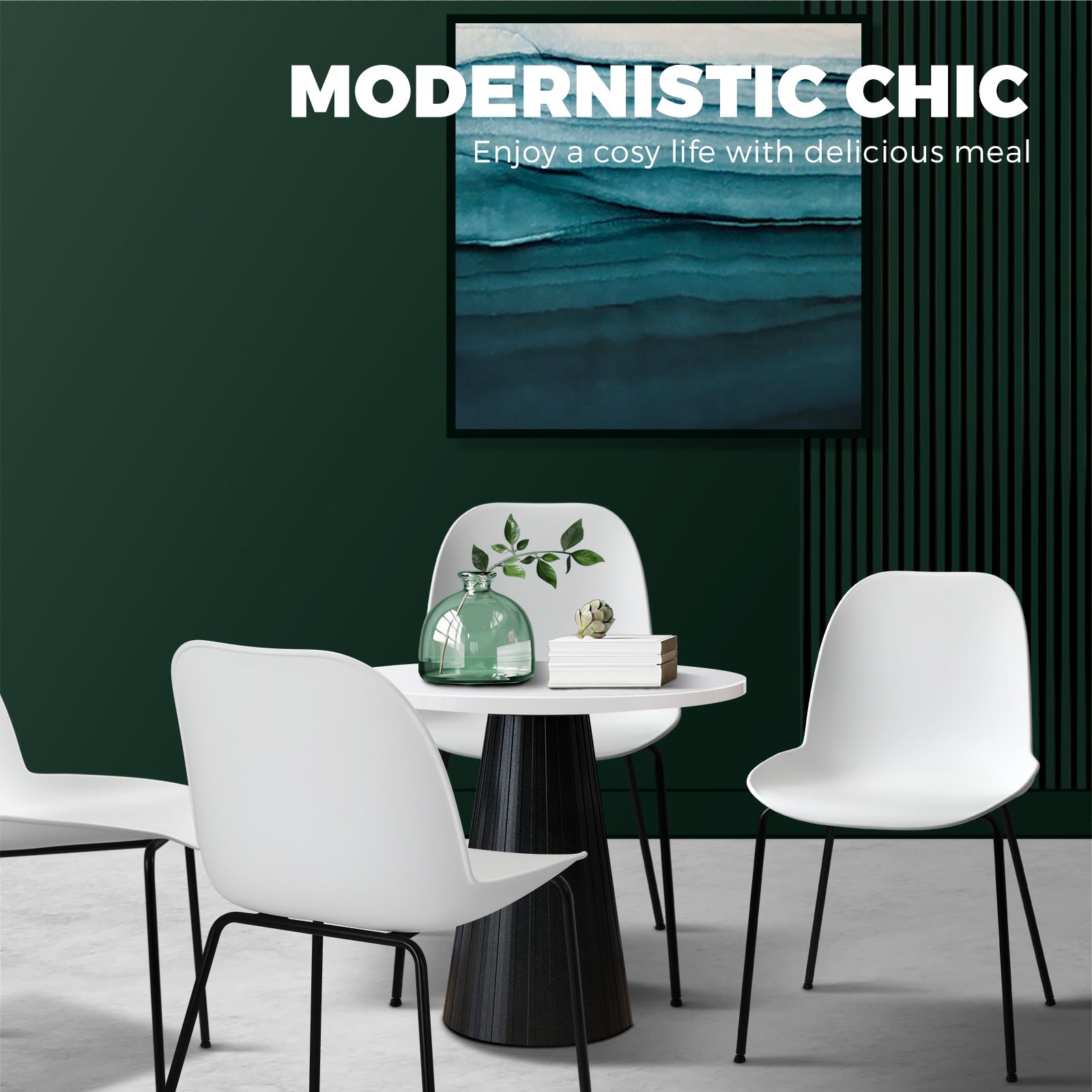 Oikiture Dining Chairs Kitchen Chair Exclusive Lounge Room Metal Plastic Whitex2 - Sunyee