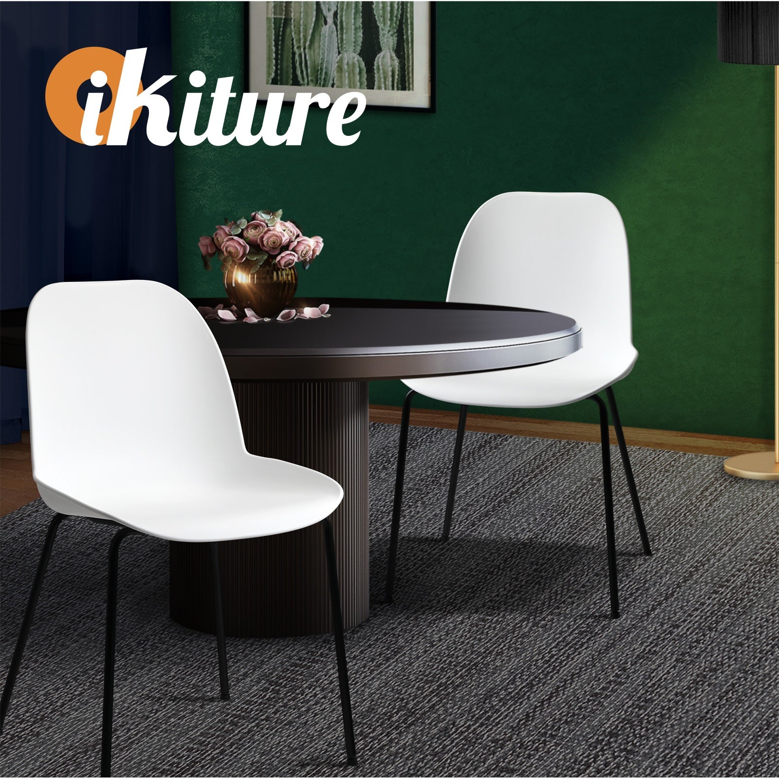 Oikiture Dining Chairs Kitchen Chair Exclusive Lounge Room Metal Plastic Whitex2 - Sunyee