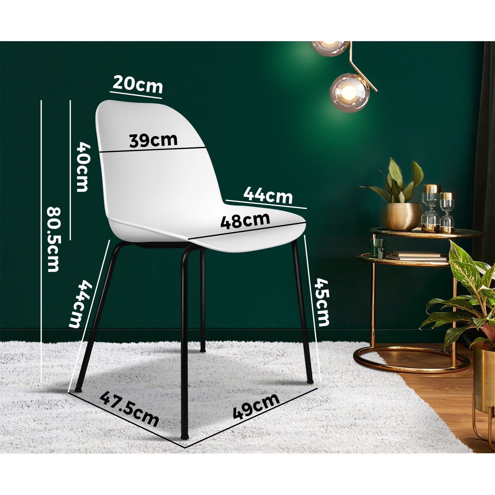 Oikiture Dining Chairs Kitchen Chair Exclusive Lounge Room Metal Plastic Whitex2 - Sunyee