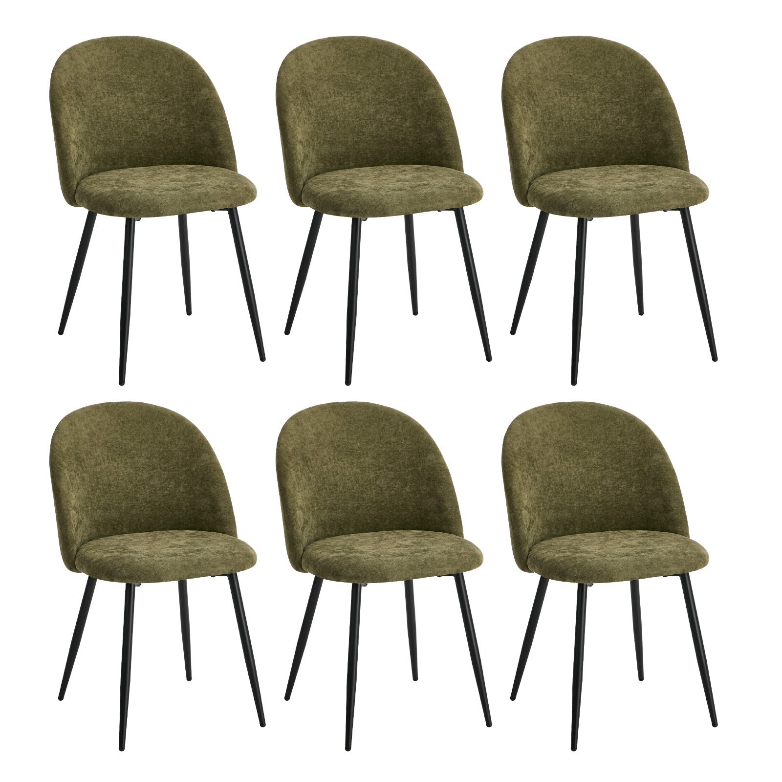 Oikiture 6x Dining Chairs Accent Chair Armchair Kitchen Upholstered Linen Green - Sunyee