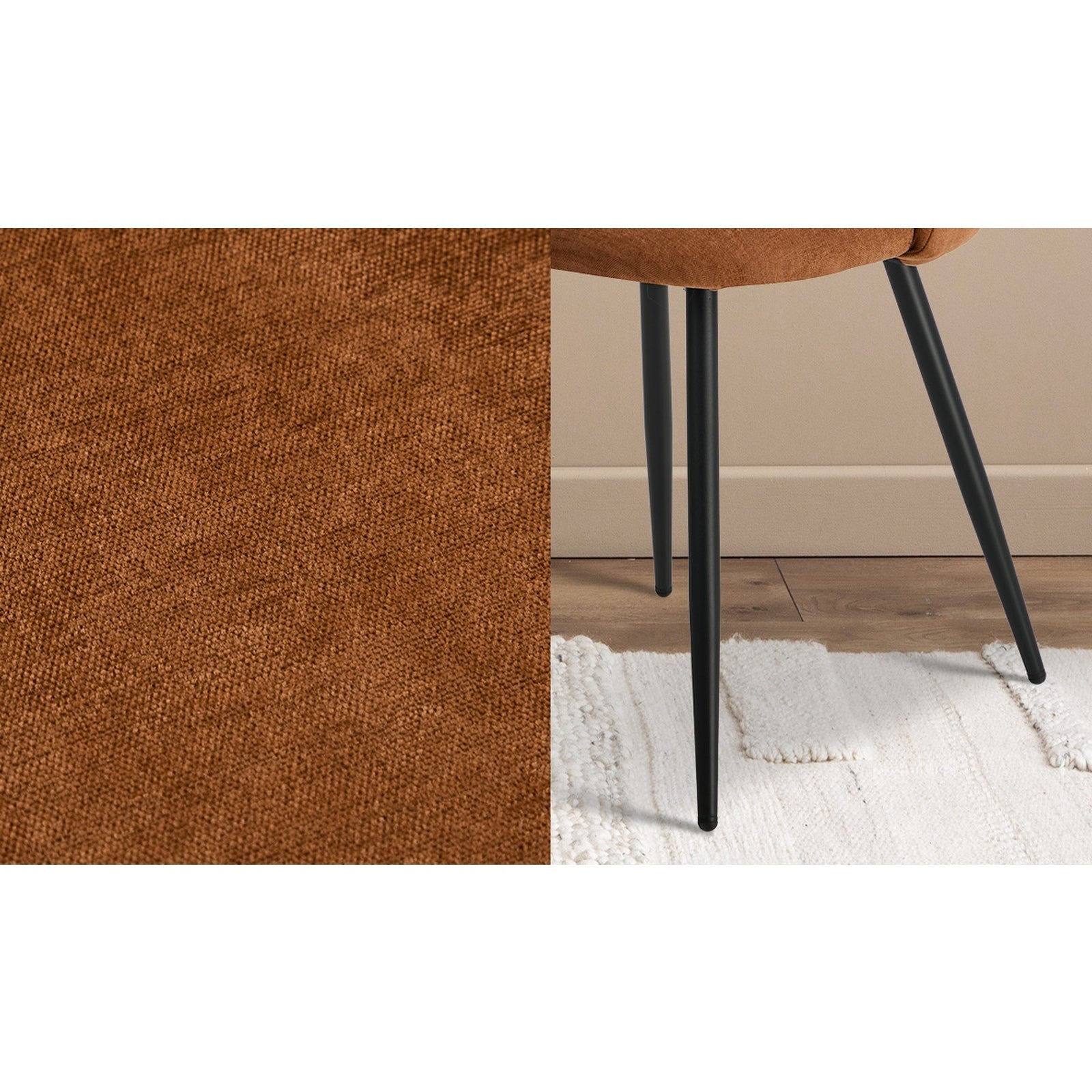 Oikiture 6x Dining Chairs Accent Chair Armchair Kitchen Upholstered Linen Orange - Sunyee