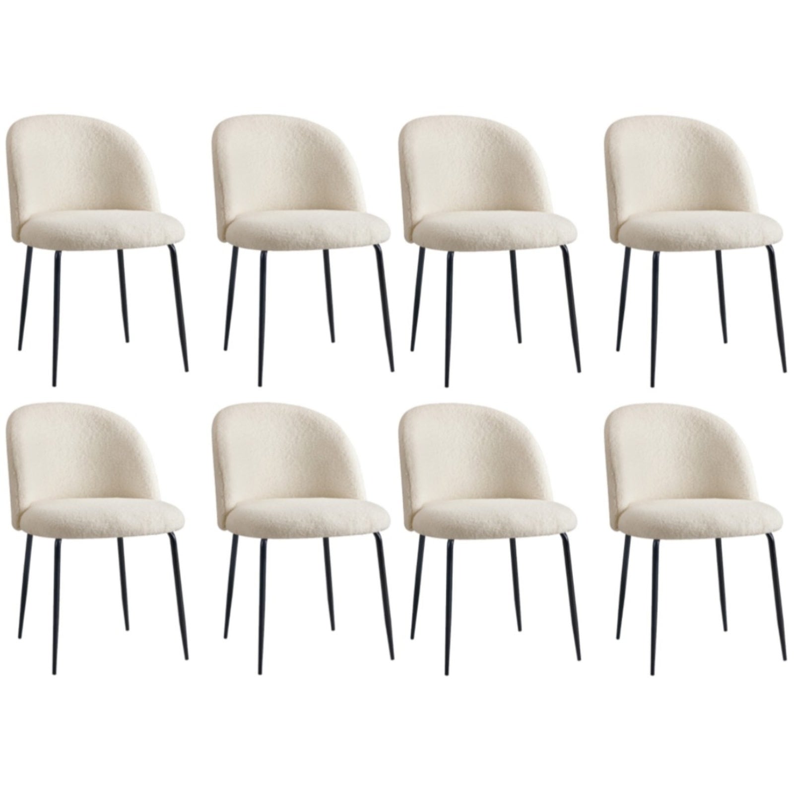 Oikiture 8x Dining Chairs Accent Chair Armchair Kitchen Upholstered Sherpa White - Sunyee